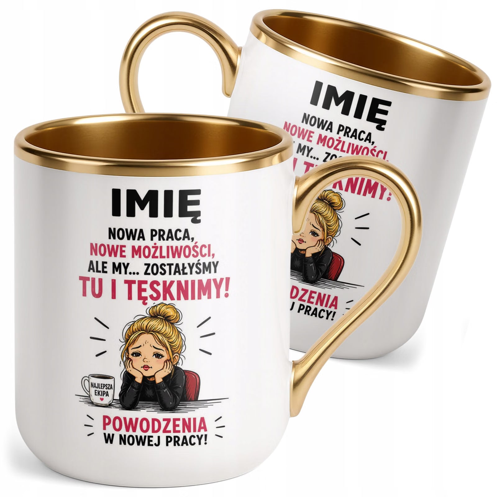 Kubek Personalizowany z nadrukiem Premium Złoty Odejście z Pracy