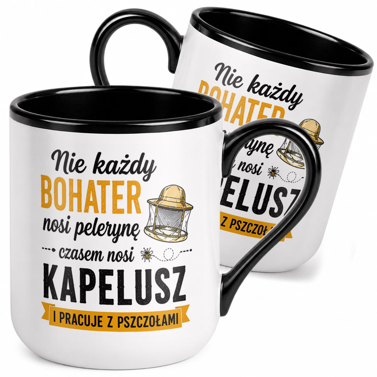 Kubek z nadrukiem Premium Czarny Dla Pszczelarza Szef Pasieki Prezent