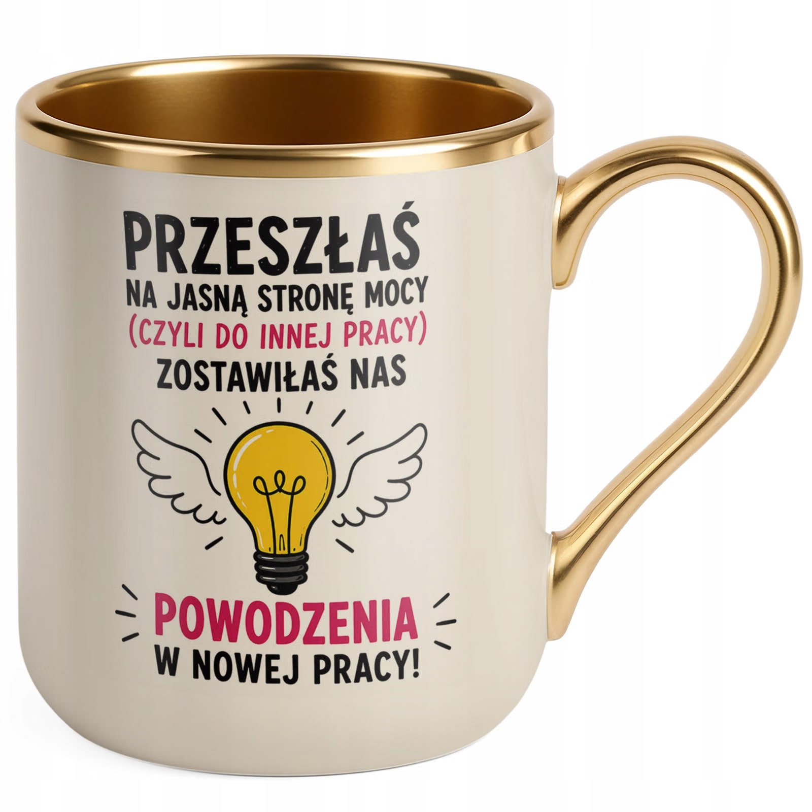 Kubek z nadrukiem Premium Złoty Ecru Pożegnanie Odejście z Pracy