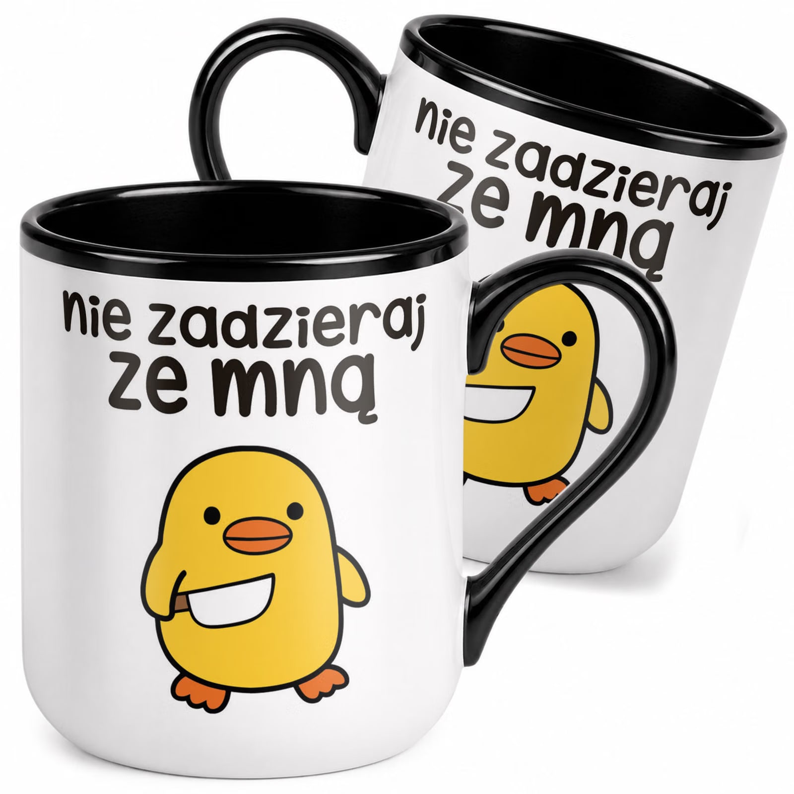 Kubek z nadrukiem Premium Czarny Nie Zadzieraj Ze Mną Upominek Prezent