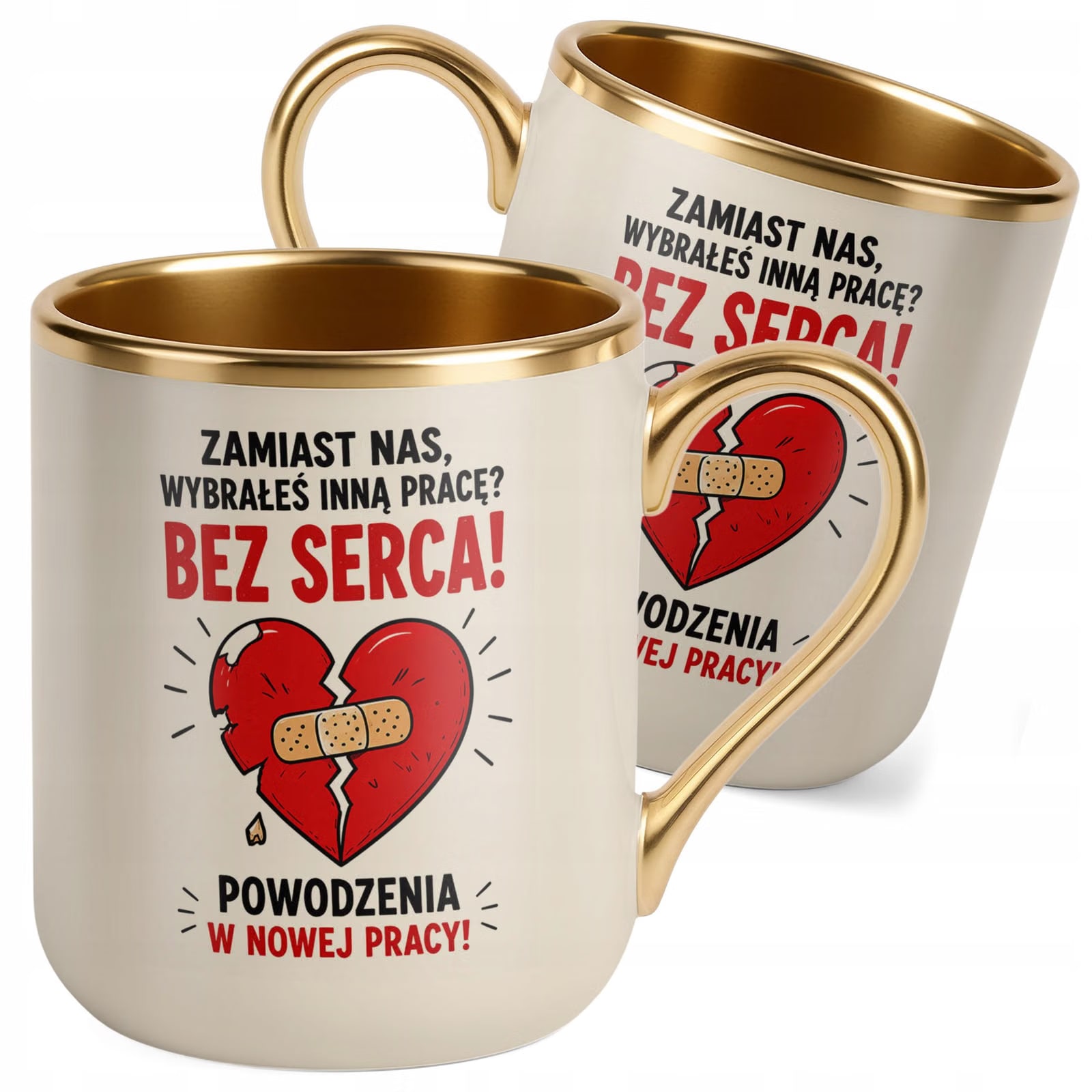 Kubek z nadrukiem Premium Złoty Ecru Pożegnanie Odejście z Pracy