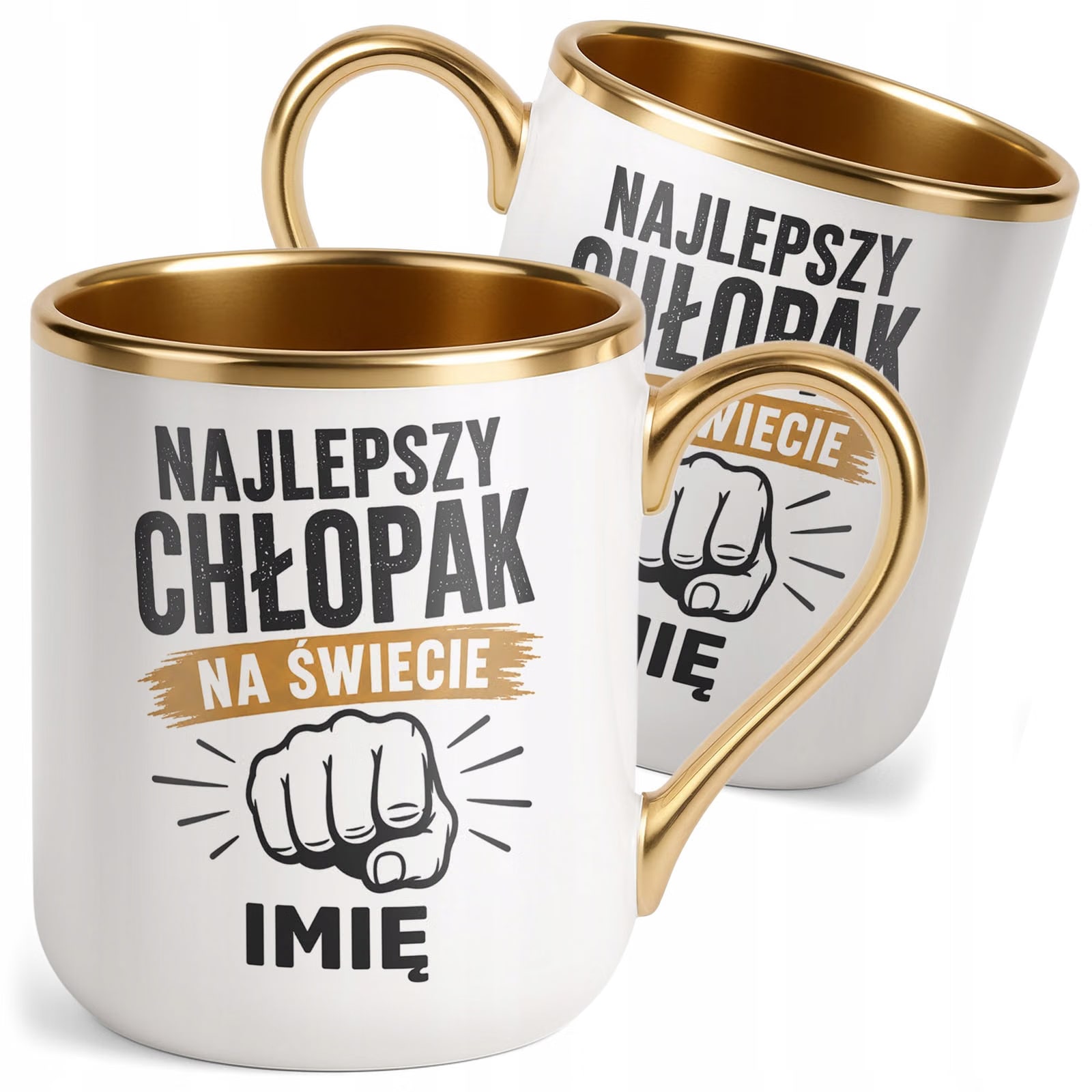 Kubek personalizowany z nadrukiem Premium Złoty Dzień Chłopaka