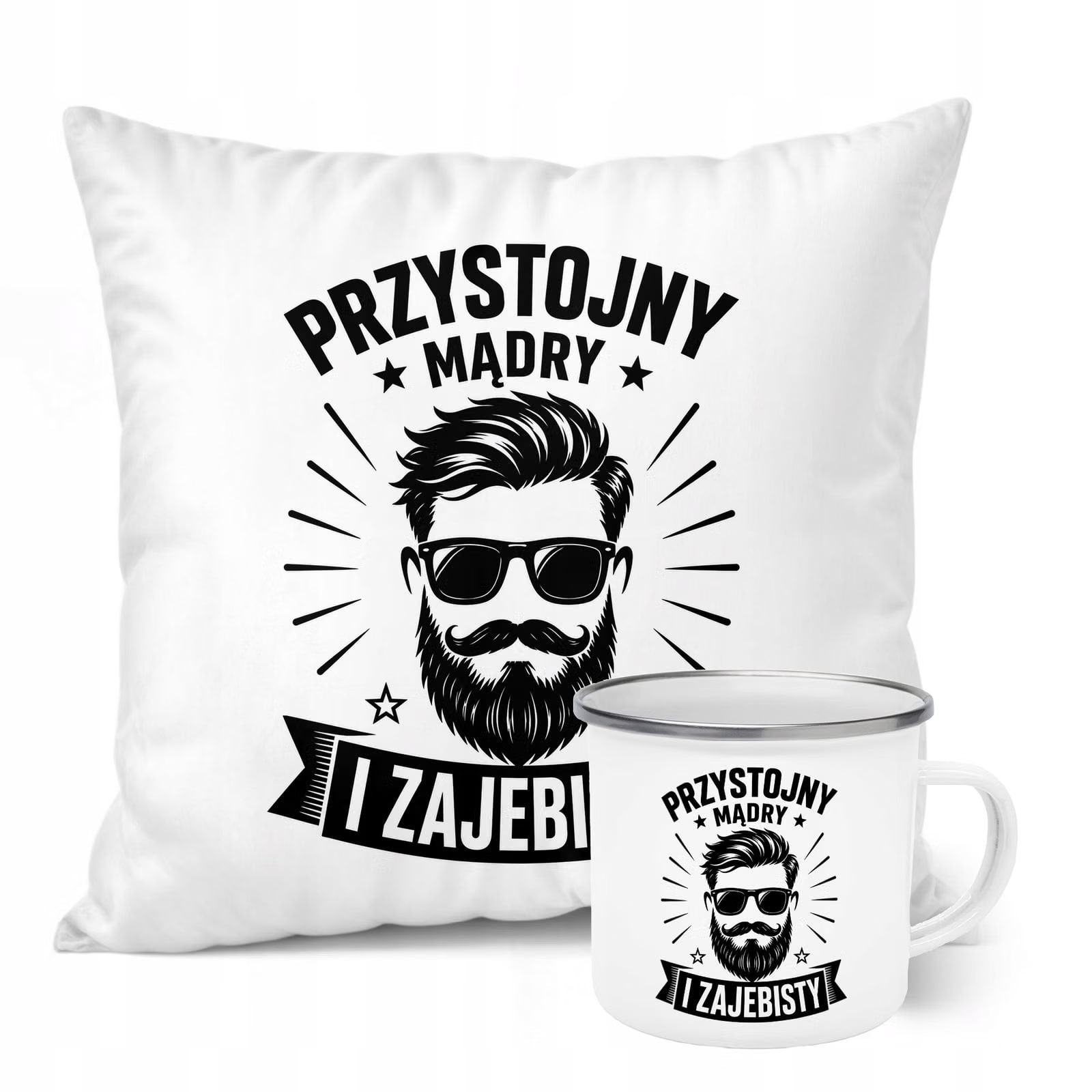 Zestaw Kubek Emaliowany Poduszka Dzień Chłopaka Z Nadrukiem