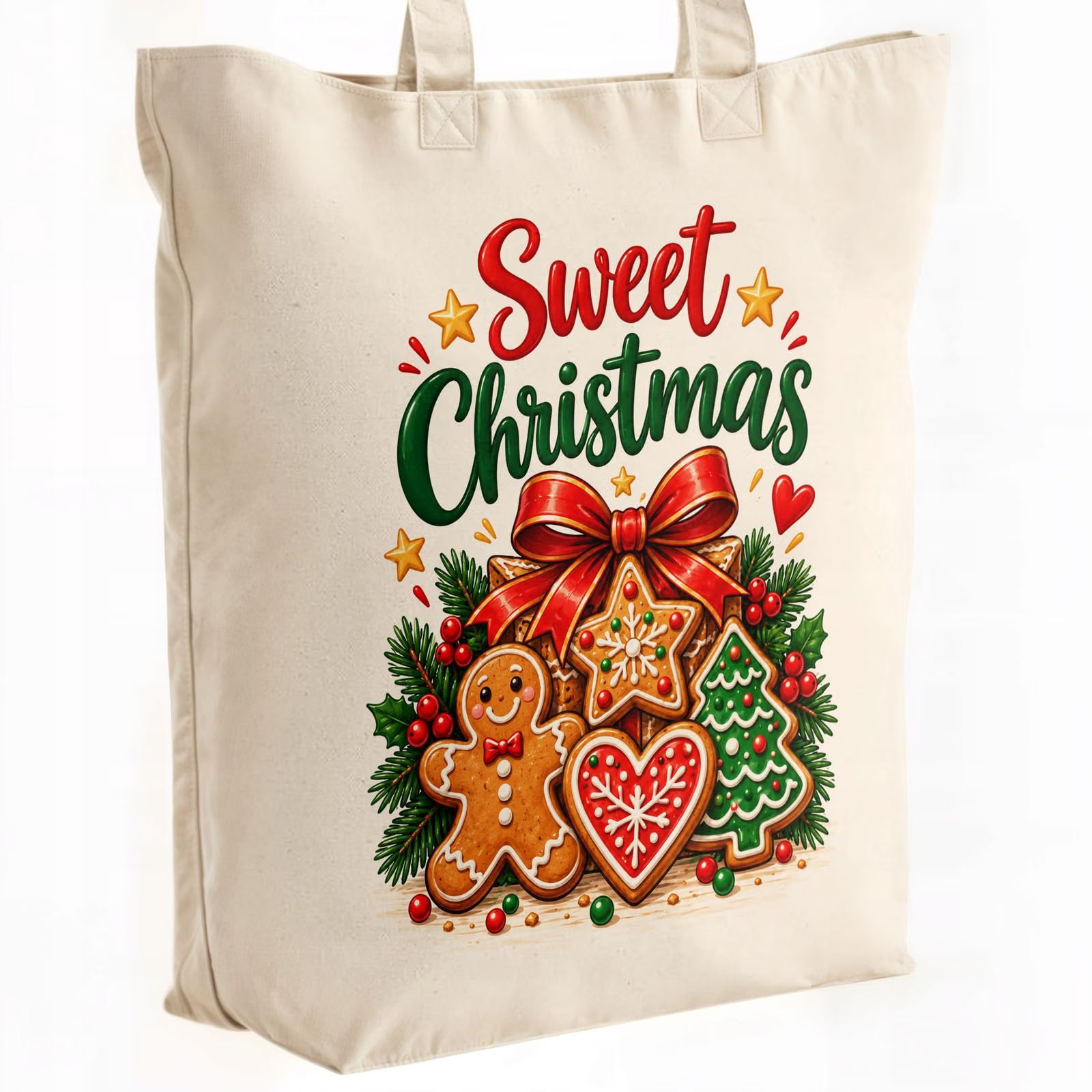 Torba shopper bawełniana premium świąteczna na zakupy z nadrukiem