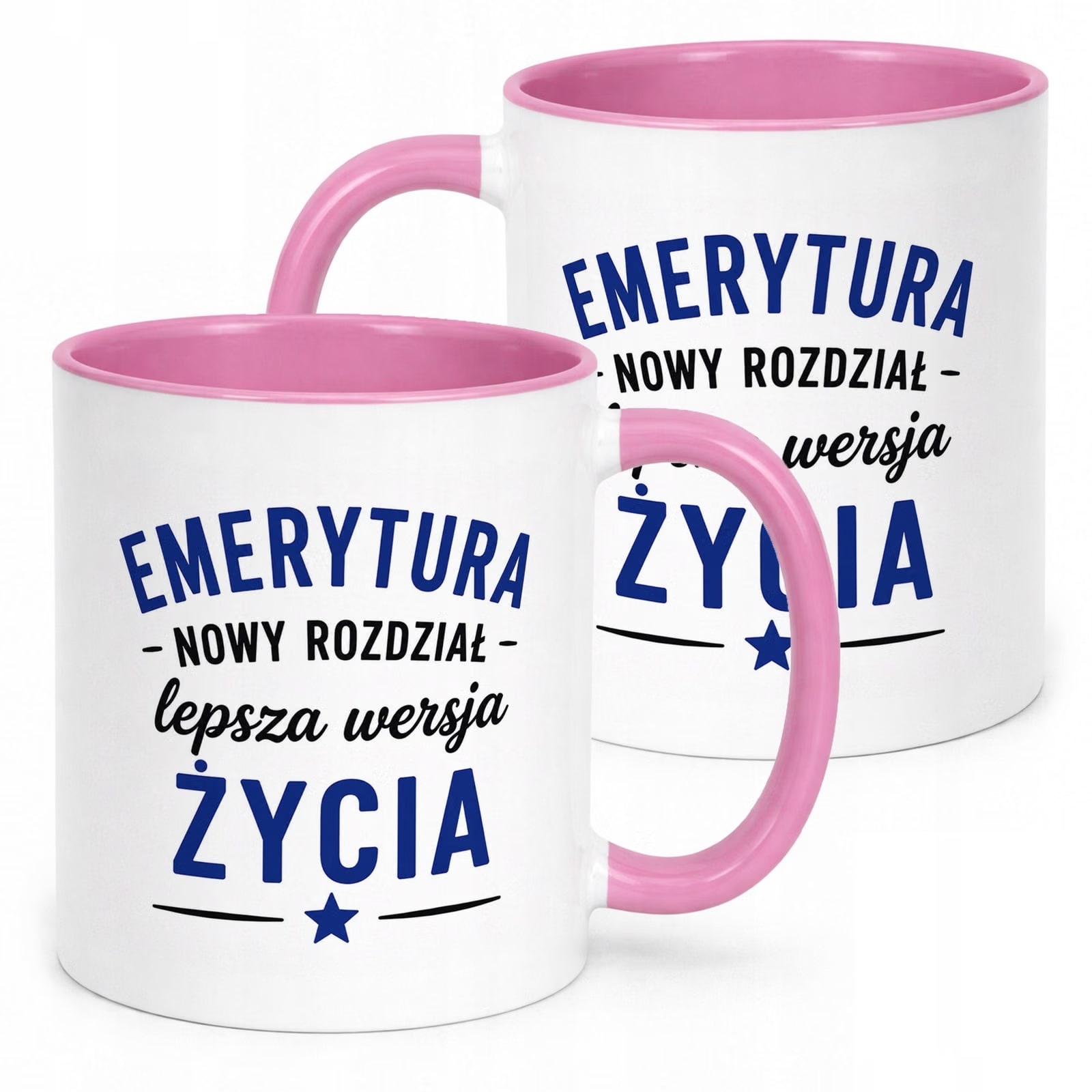 Kubek Różowy z nadrukiem Emerytura Dla Emeryta Upominek Prezent