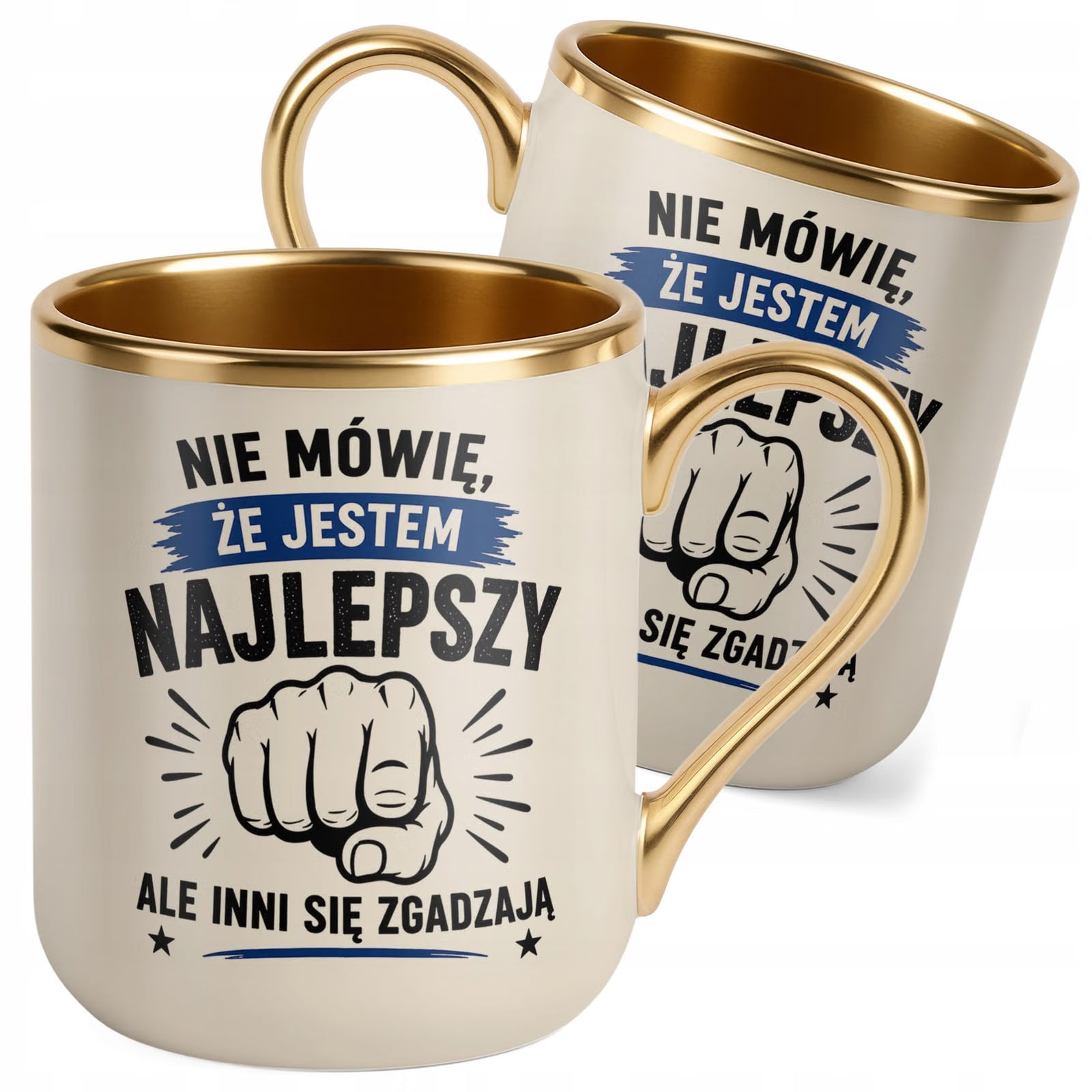 Kubek z nadrukiem Premium Złoty Ecru Dzień Chłopaka Mężczyzny Prezent