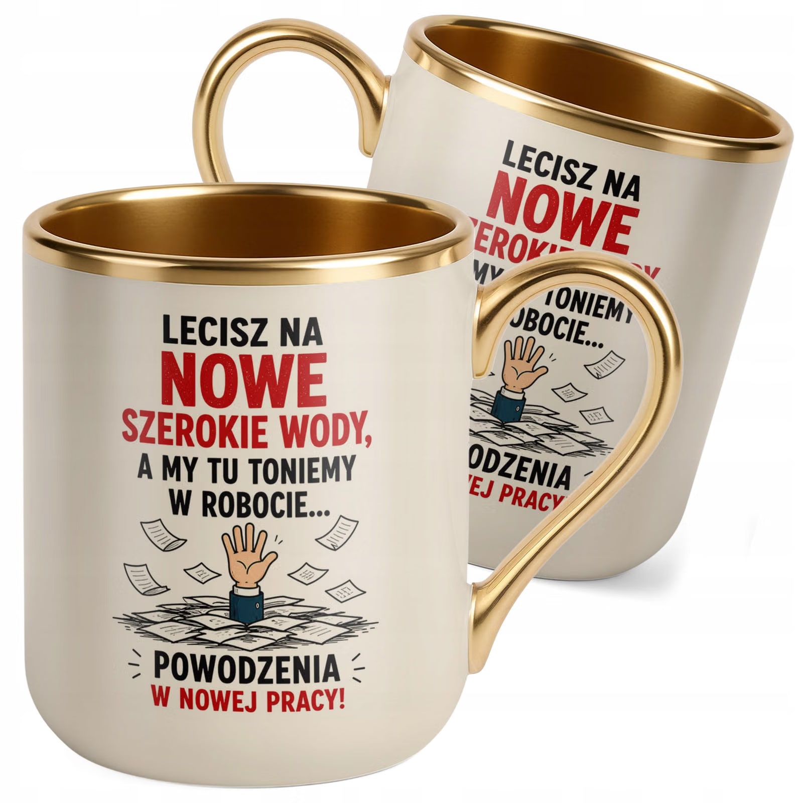 Kubek z nadrukiem Premium Złoty Ecru Pożegnanie Odejście z Pracy