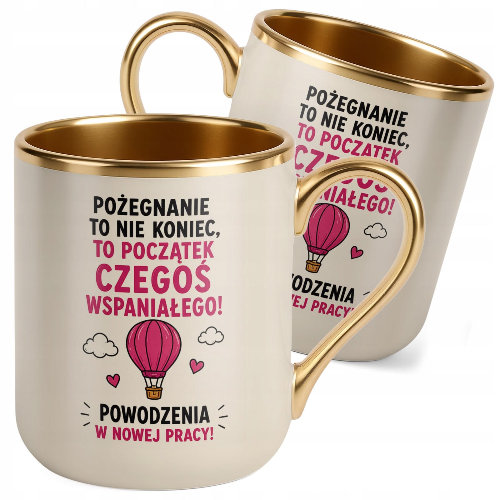 Kubek z nadrukiem Premium Złoty Ecru Pożegnanie Odejście z Pracy
