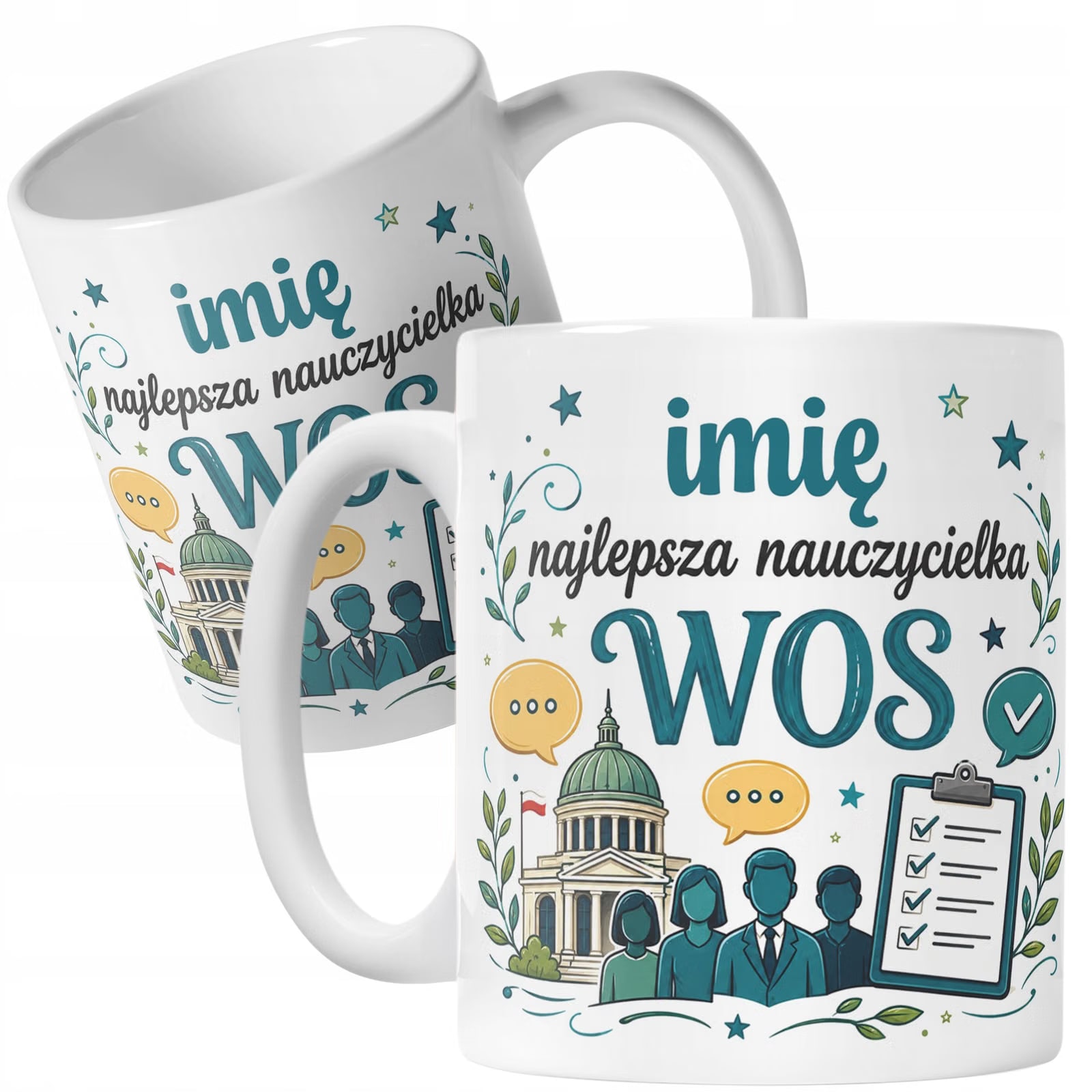 Kubek z Imieniem Dzień Nauczyciela Zakończenie Roku WOS Prezent