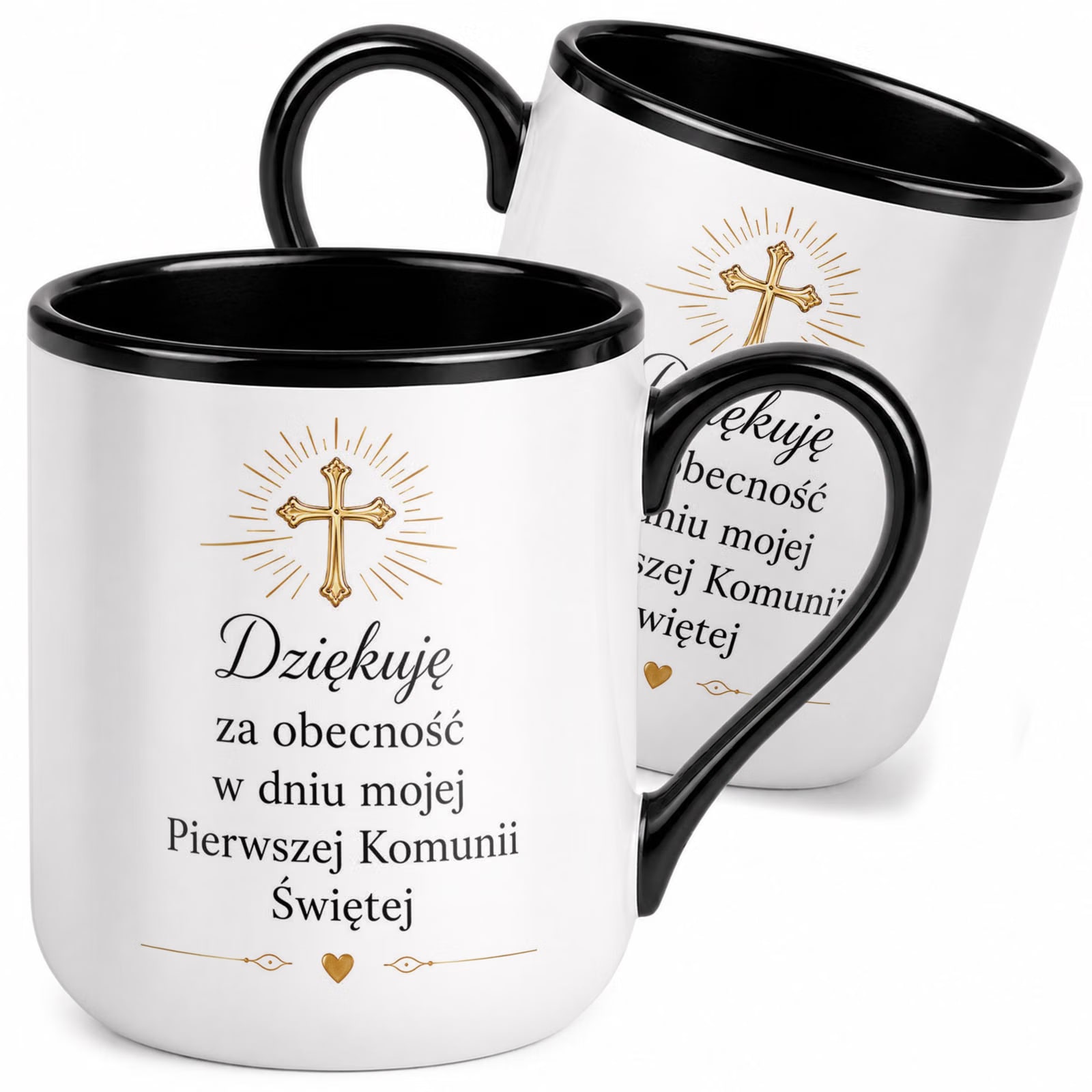 Kubek z nadrukiem Premium Czarny Pierwsza Komunia Święta Upominek Prezent