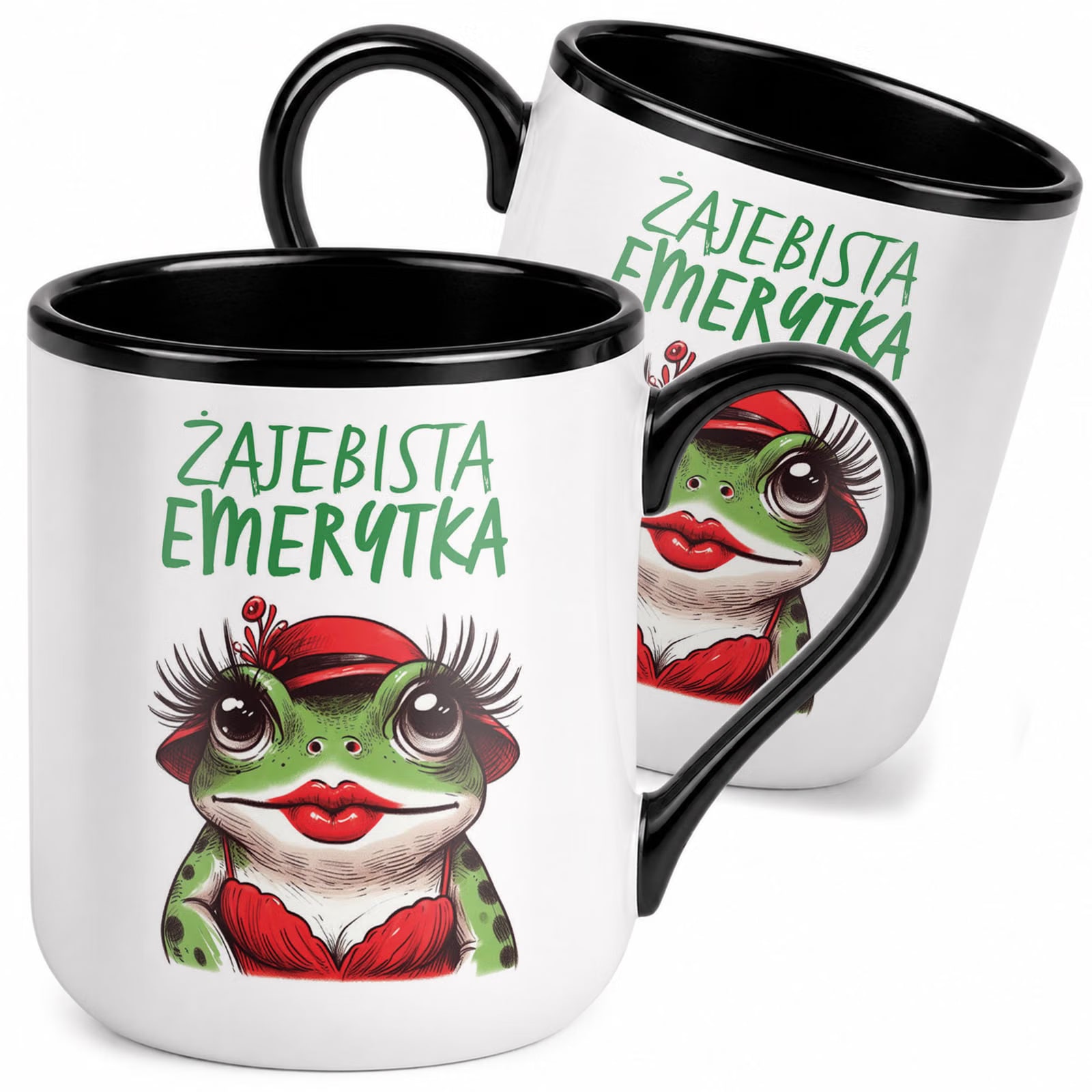 Kubek z nadrukiem Premium Czarny Emerytura Dla Emerytki Upominek Prezent