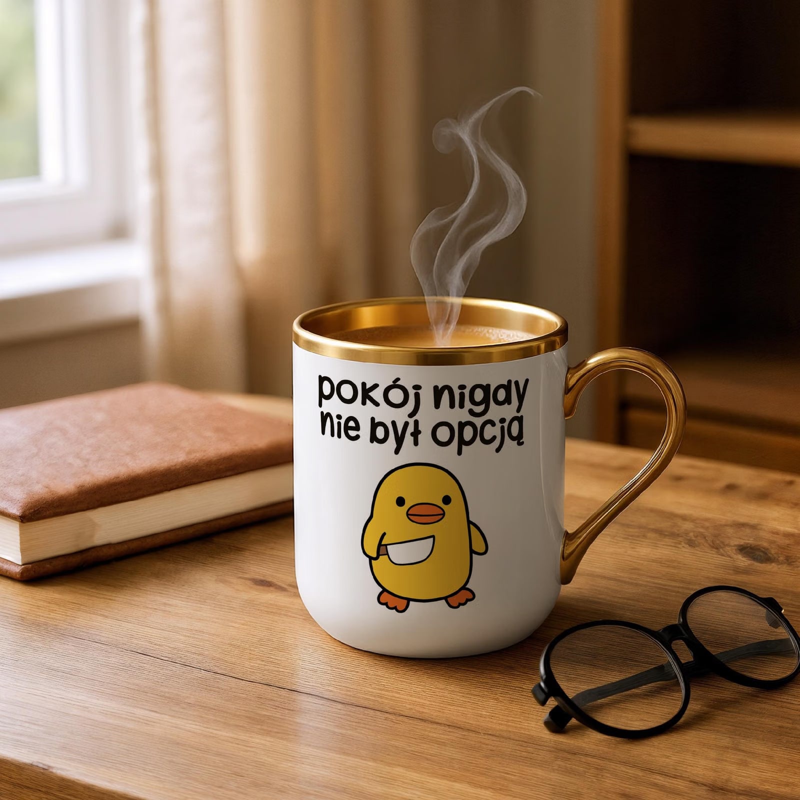 Kubek Premium Złoty Pokój Nigdy Nie Był Opcją Śmieszny Zabawny Prezent