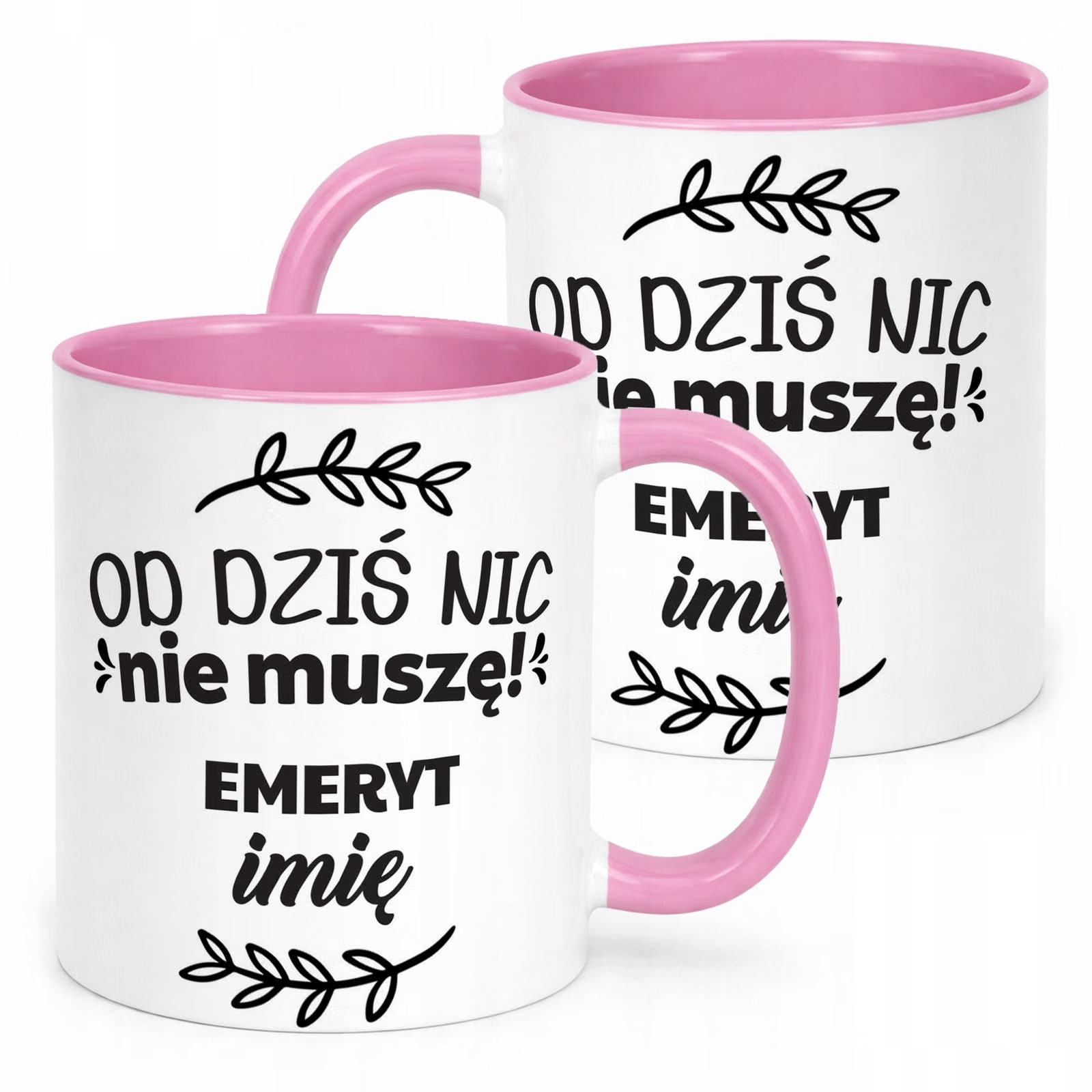 Kubek Różowy Personalizowany z okazji Emerytury Dla Emeryta Prezent