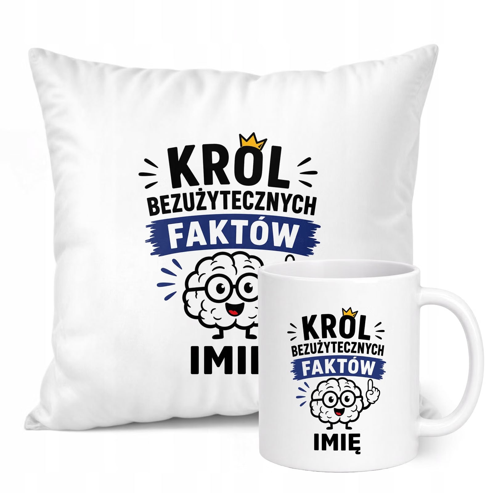 Zestaw Personalizowany Kubek Biały Poduszka Dzień Chłopaka Z Nadrukiem