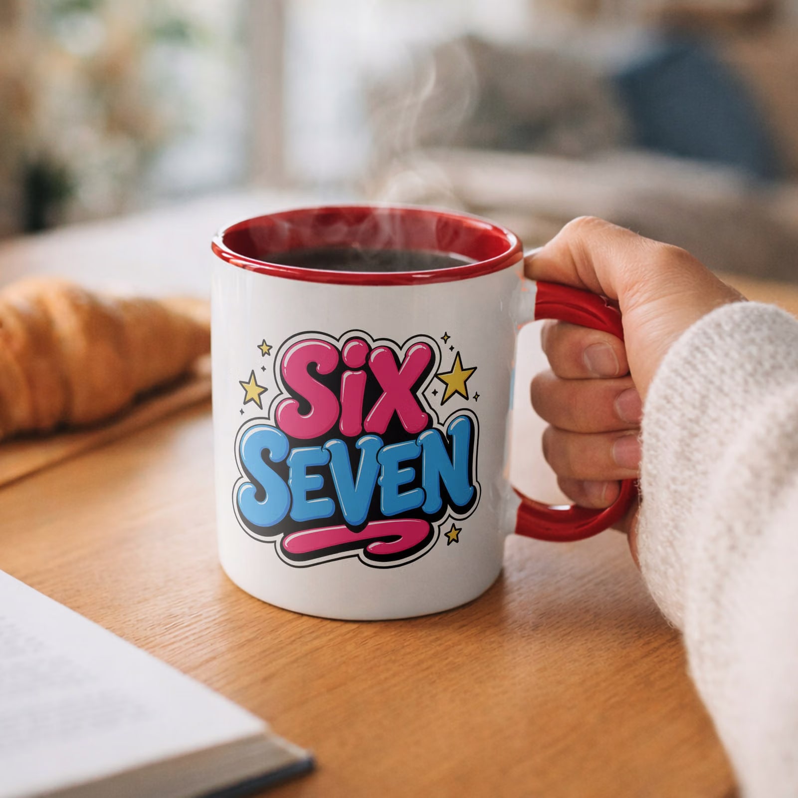 Kubek Czerwony z nadrukiem SIX SEVEN Dla Dzieci Prezent Upominek