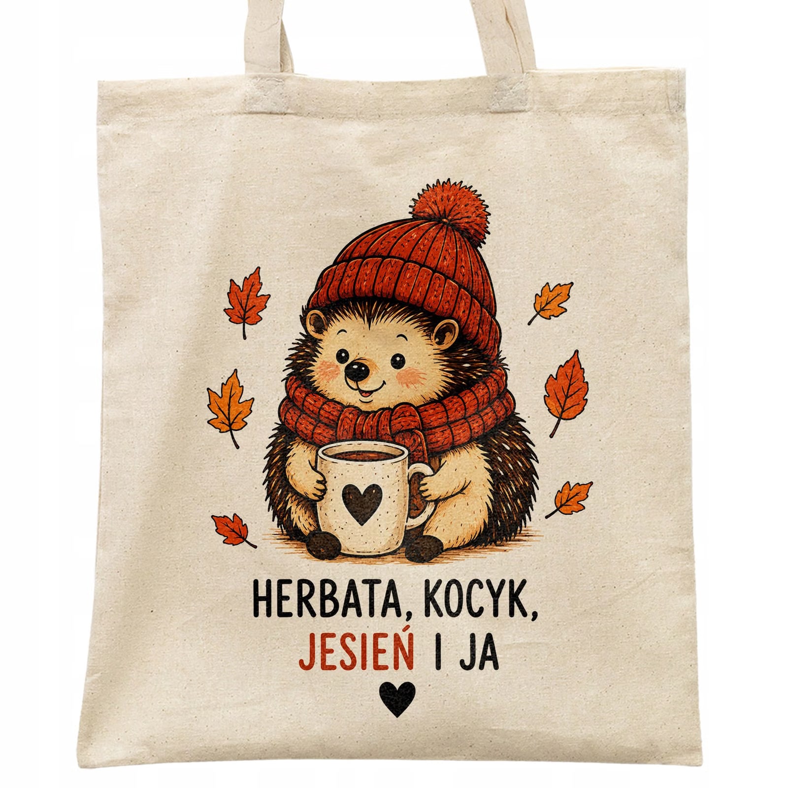 Torba shopper bawełniana jesień jesienna na zakupy z nadrukiem