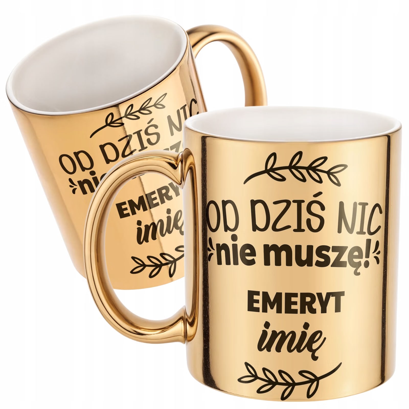 Złoty Kubek ceramiczny Personalizowany z okazji Emerytury Dla Emeryta