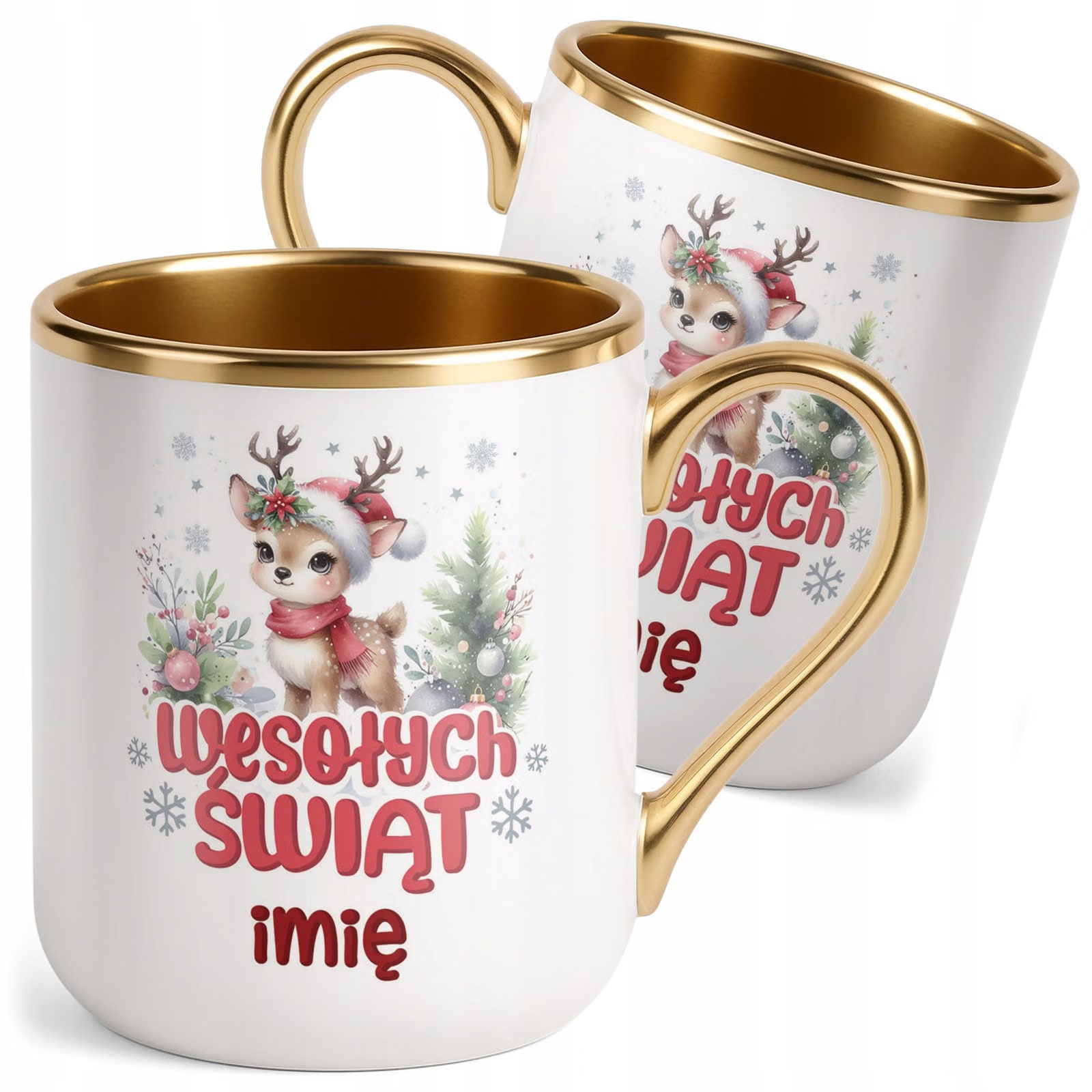 Kubek Personalizowany Premium Złoty Boże Narodzenie Święta Prezent