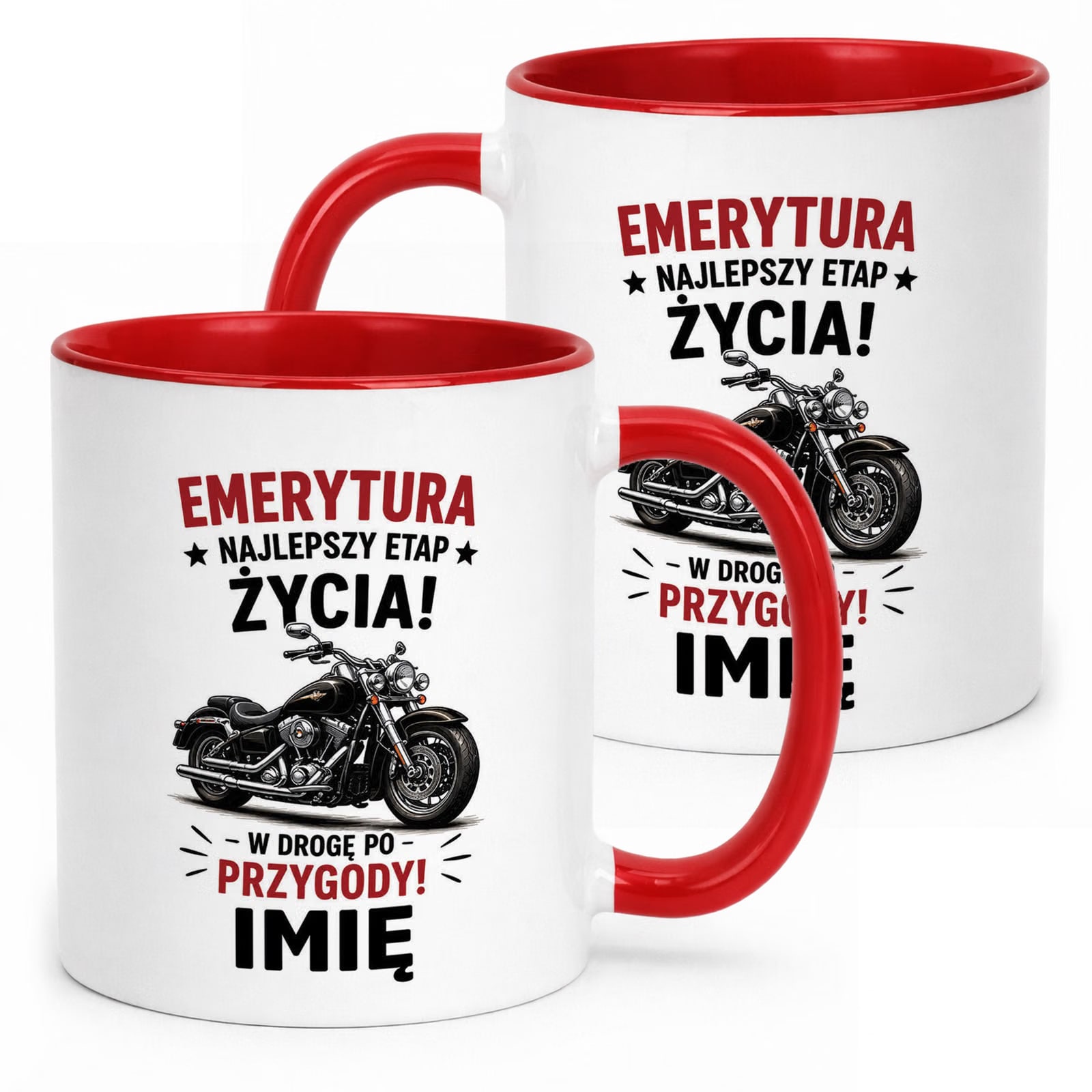 Kubek Czerwony Personalizowany z Nadrukiem Emerytura Dla Emeryta Prezent