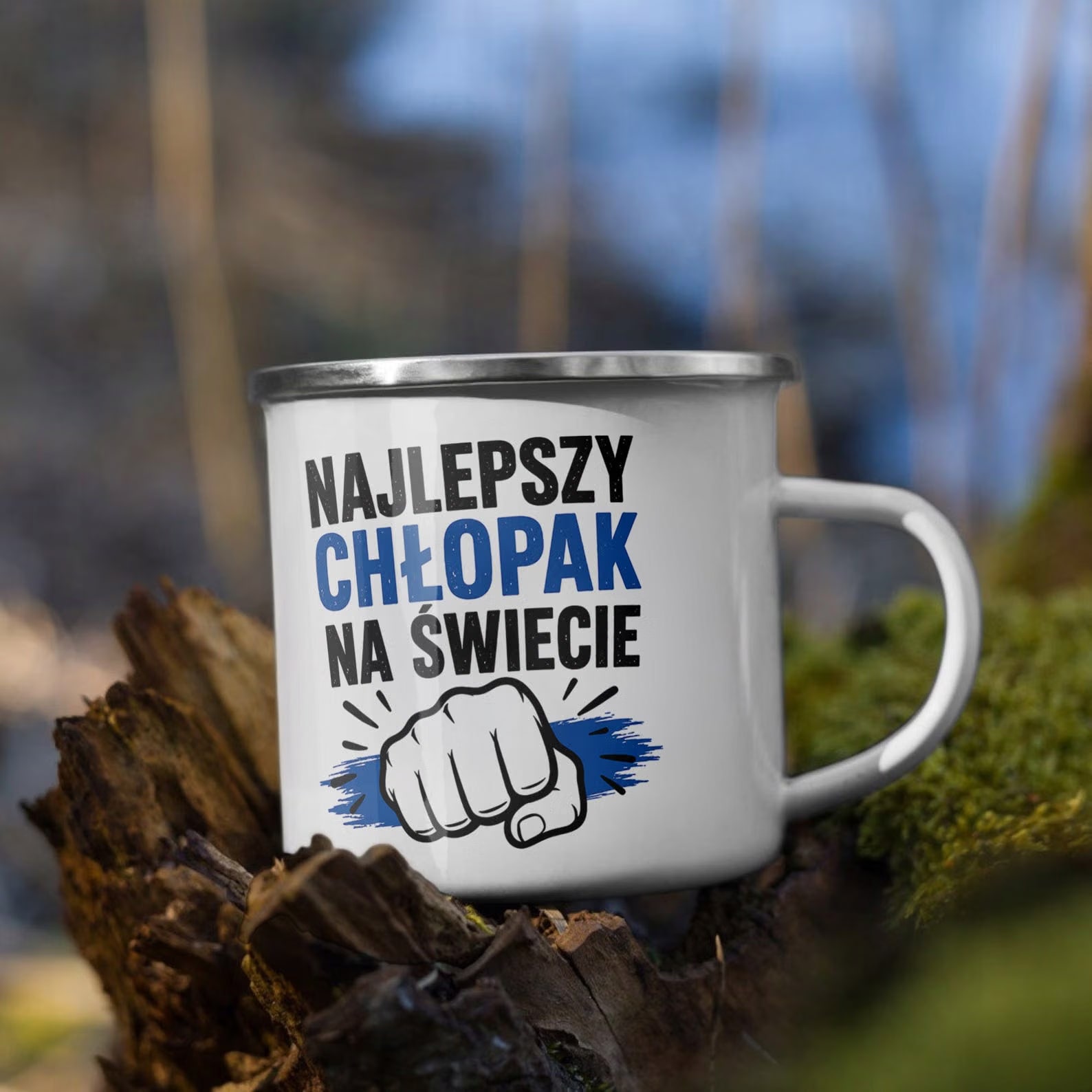 Zestaw Kubek Emaliowany Poduszka Dzień Chłopaka Z Nadrukiem