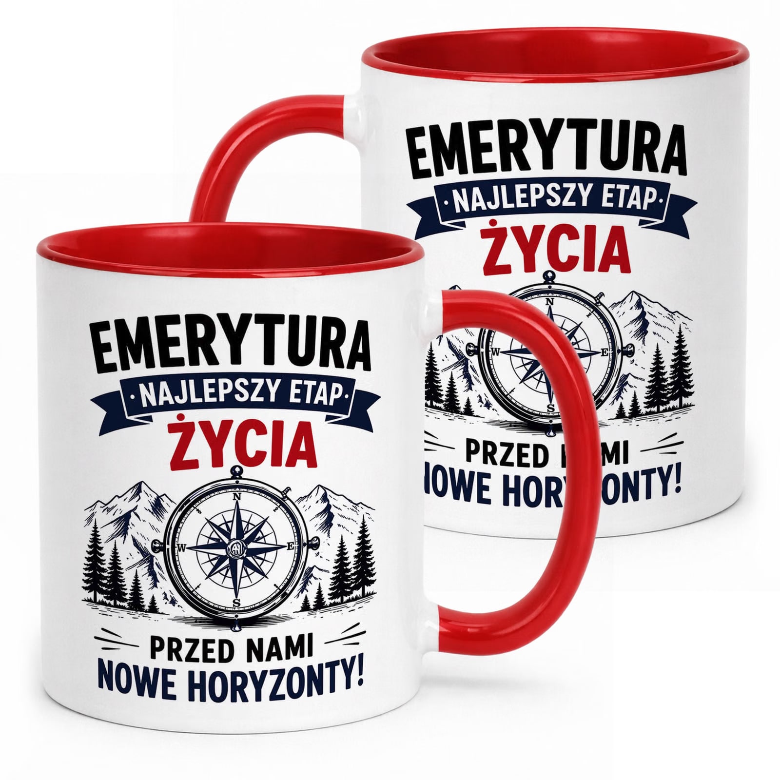 Kubek Czerwony z nadrukiem Emerytura Dla Emeryta Upominek Prezent