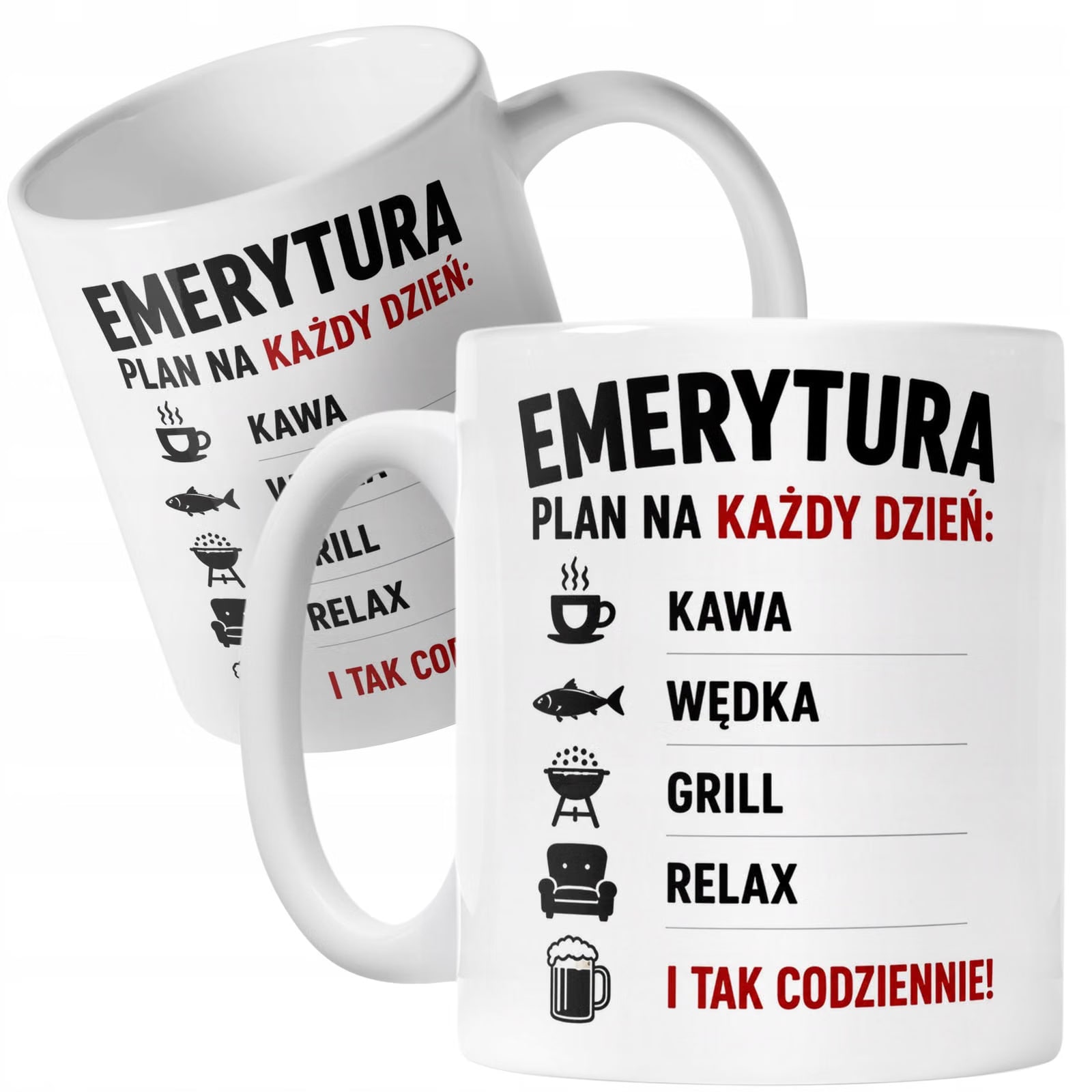 Biały Kubek z nadrukiem Emerytura Dla Emeryta Upominek Prezent