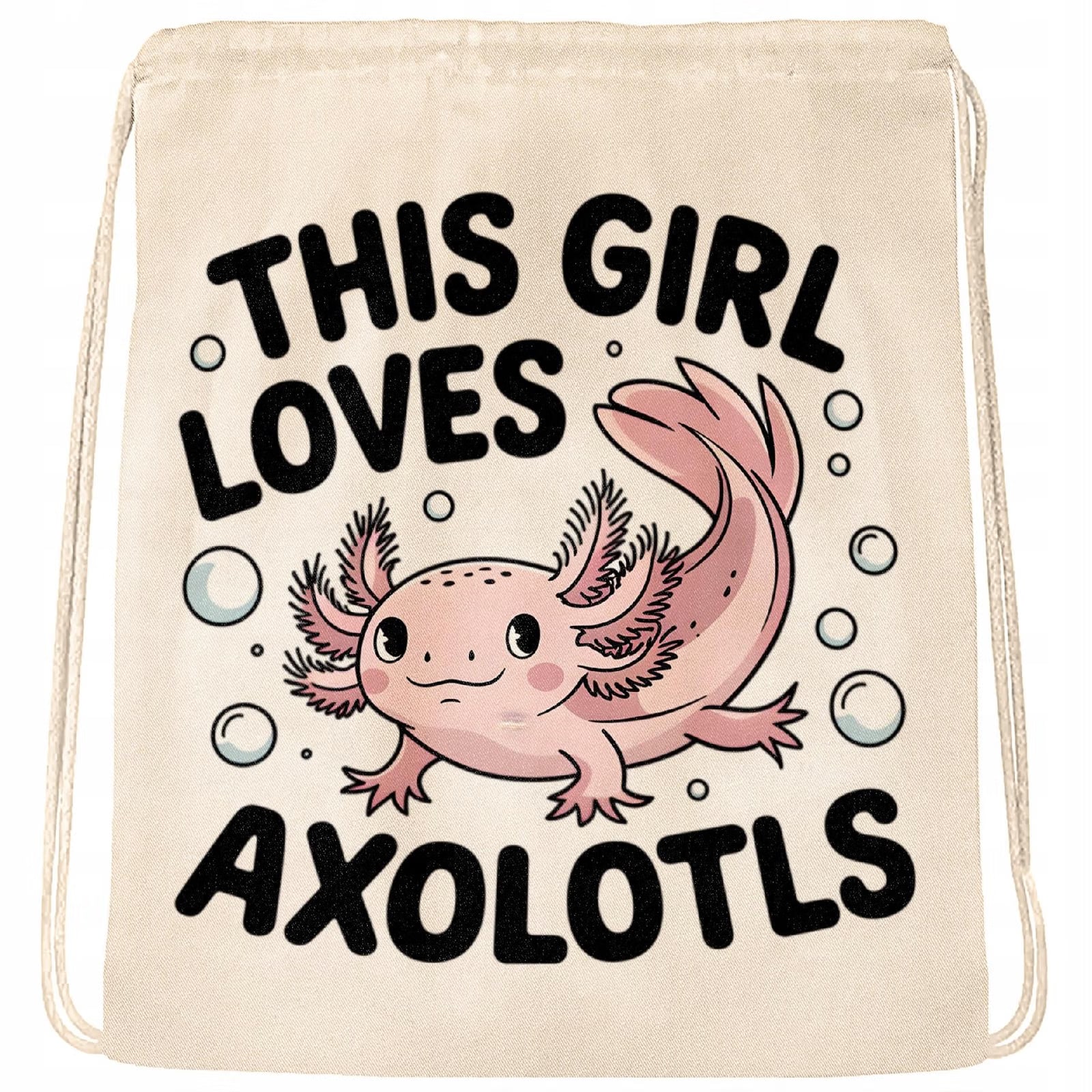 Plecak worek bawełna ecru fana Aksolotl Axolotl Mine craft Różowy Trend