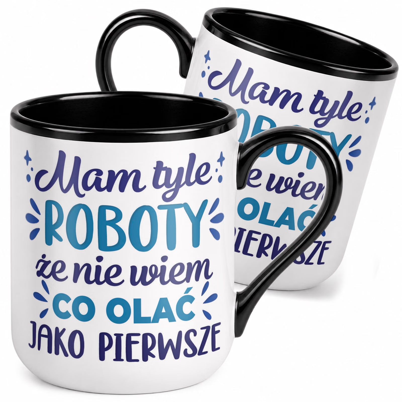 Kubek z nadrukiem Premium Czarny Mam Tyle Roboty Że Upominek Prezent