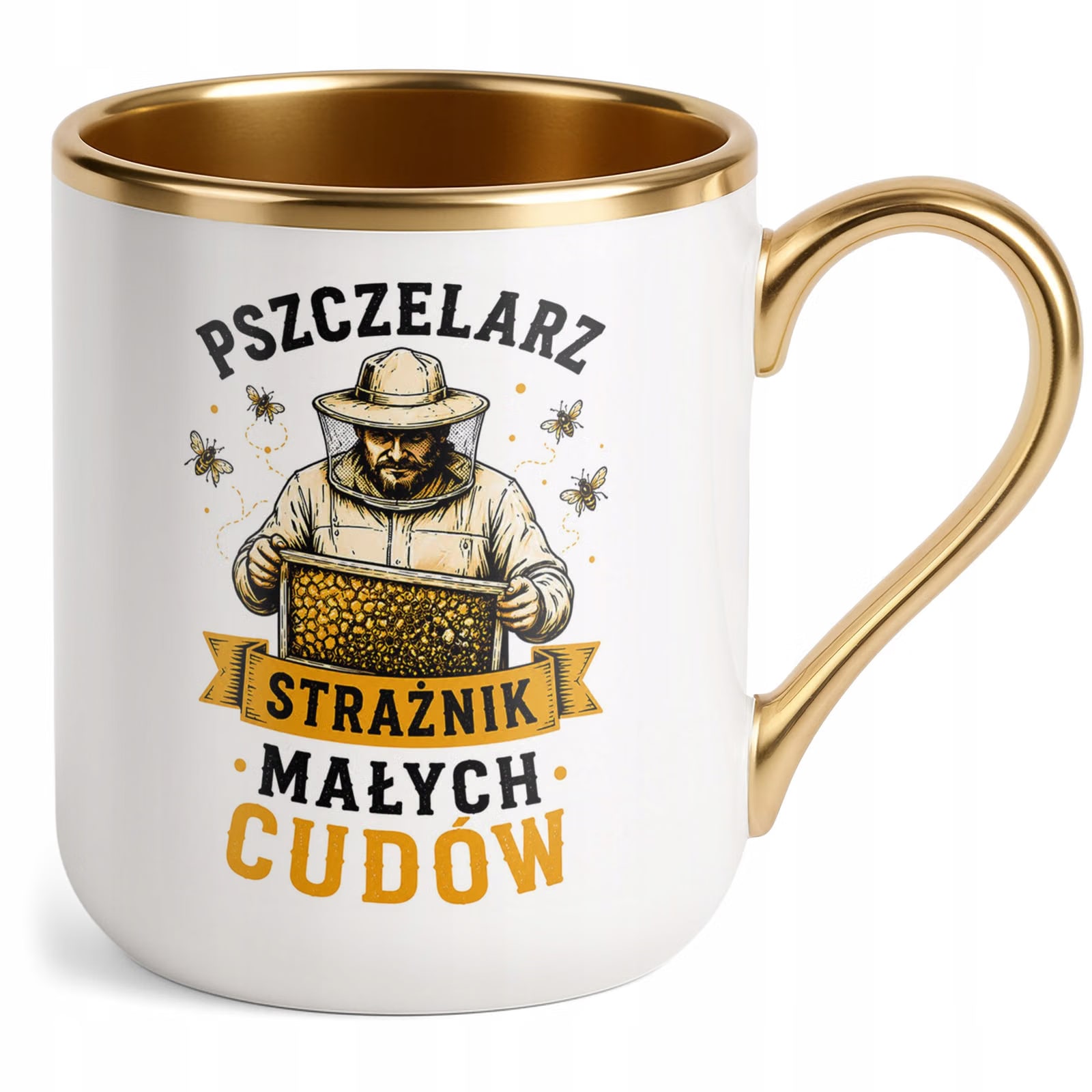 Kubek z nadrukiem Premium Złoty Dla Pszczelarza Szef Pasieki Prezent