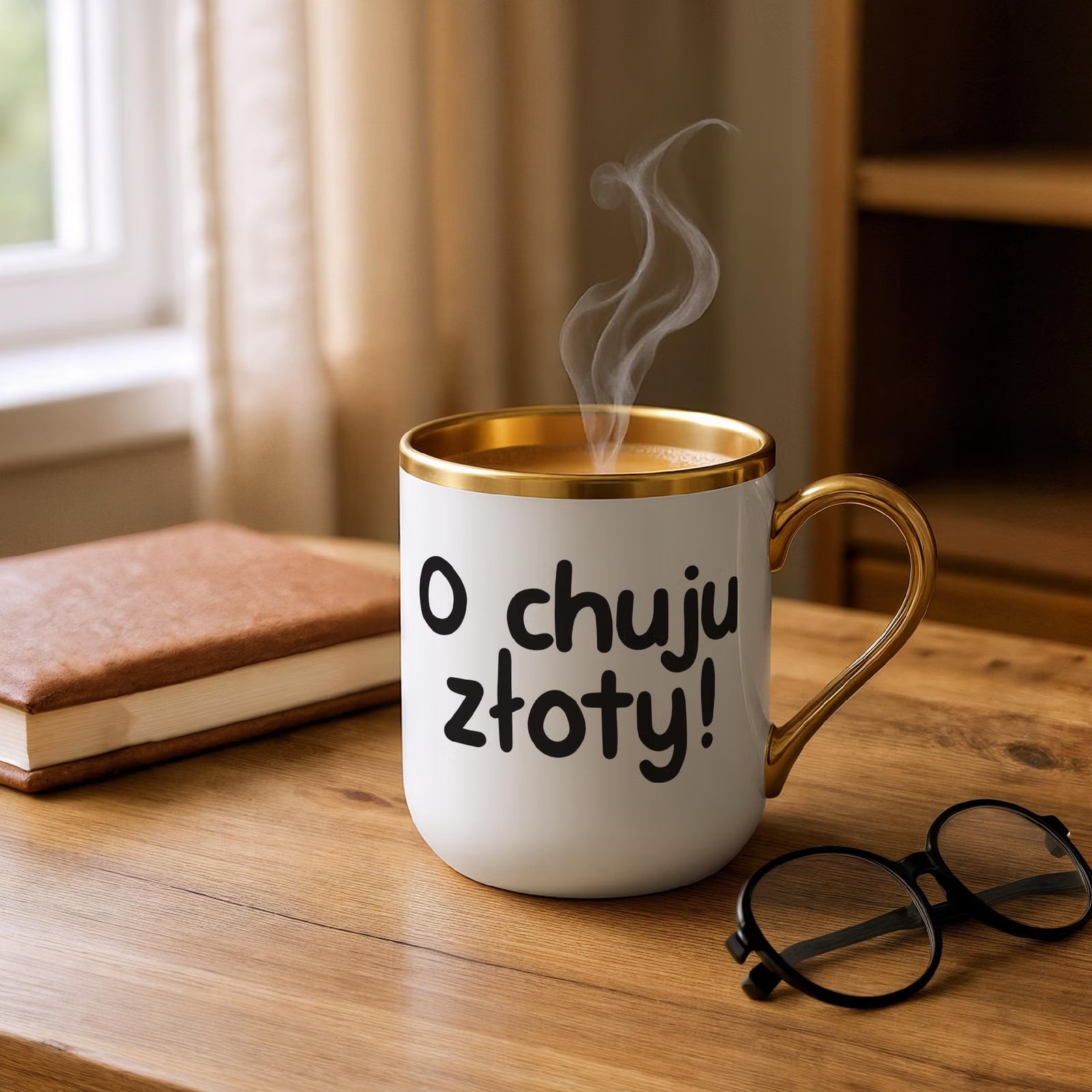Kubek Premium Złoty O Ch**u Złoty Śmieszny Zabawny Prezent