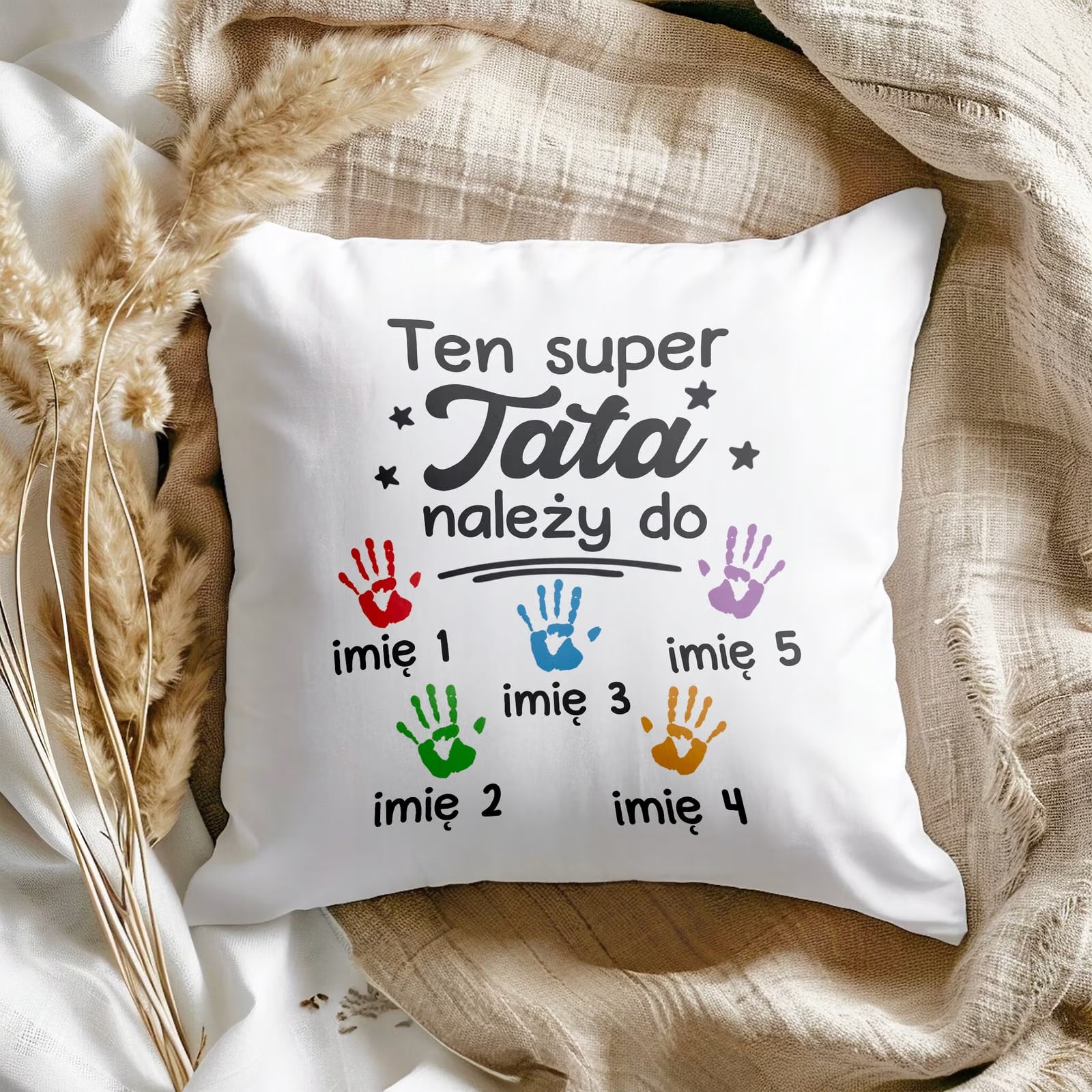 Poduszka personalizowana 38x38cm Dzień Ojca Tata Należy Do 5 Dzieci