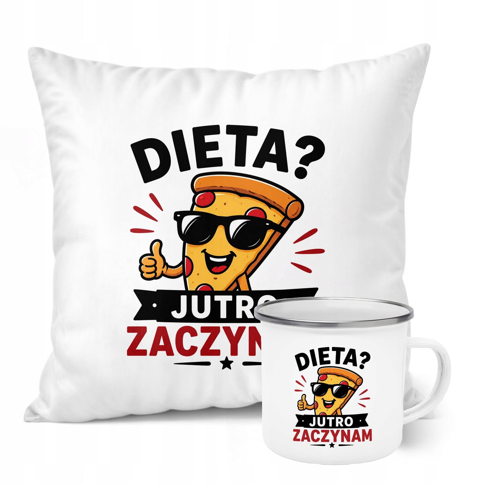 Zestaw Kubek Emaliowany Poduszka Dzień Chłopaka Z Nadrukiem