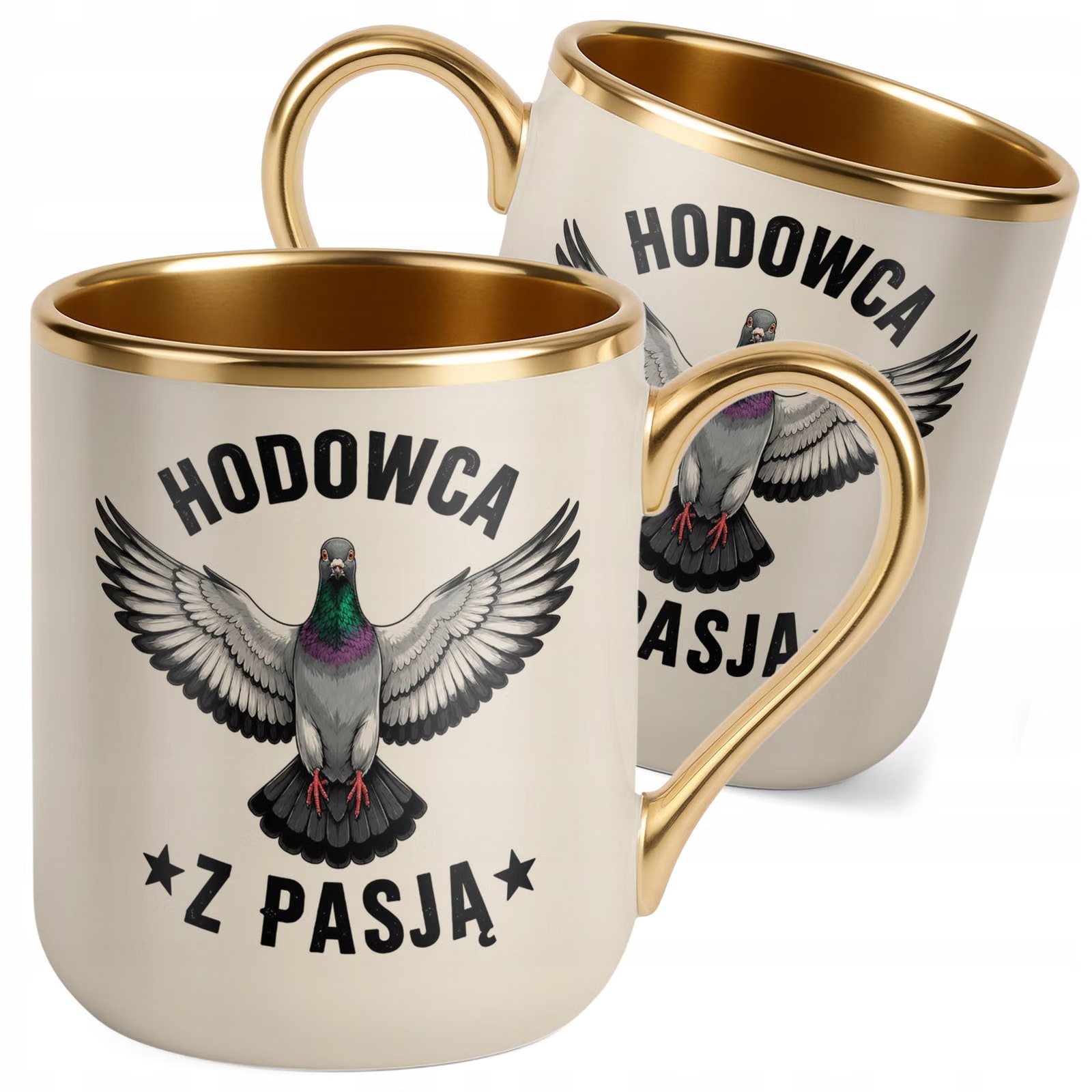 Kubek z nadrukiem Premium Złoty Ecru Dla Gołębiarza Hodowcy Gołębi Prezent