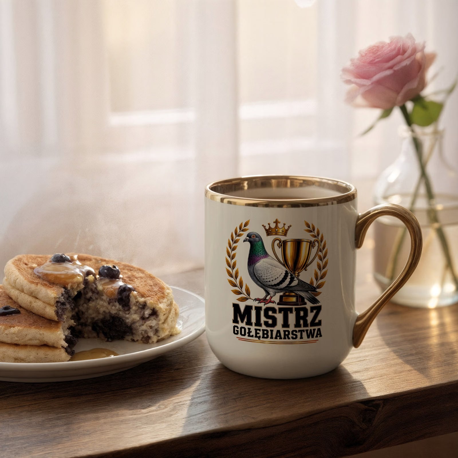 Kubek z nadrukiem Premium Złoty Ecru Dla Gołębiarza Hodowcy Gołębi Prezent