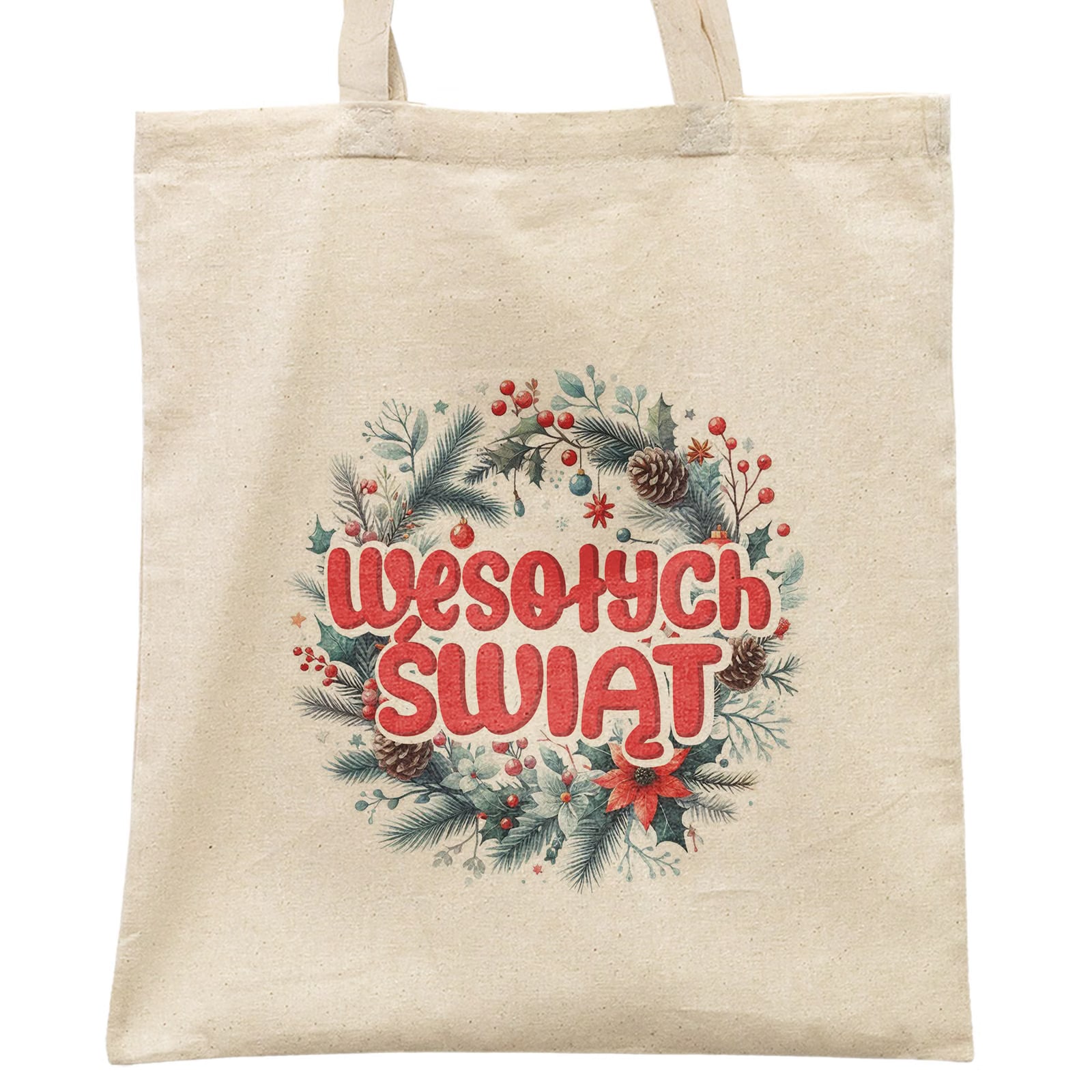 Torba shopper bawełniana świąteczna na zakupy z nadrukiem prezent