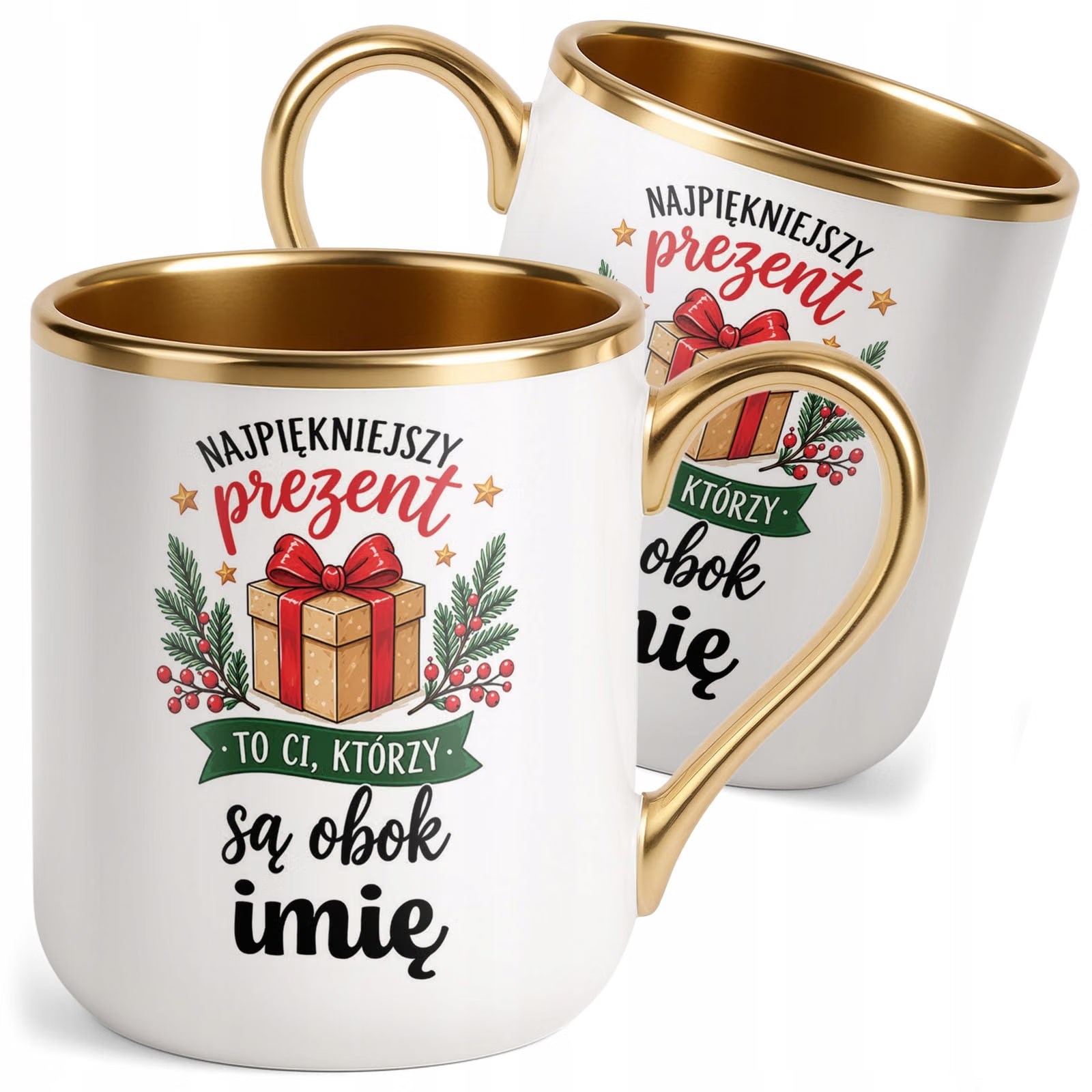 Kubek Personalizowany Premium Złoty Boże Narodzenie Święta Prezent