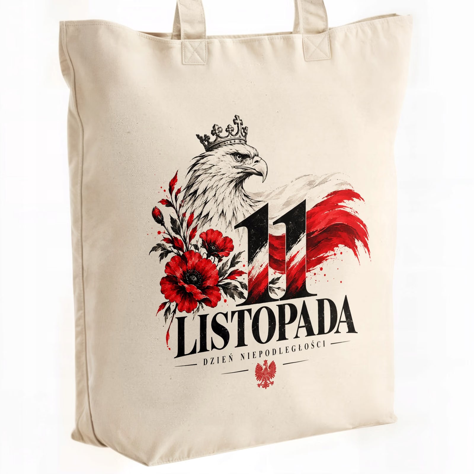 Torba shopper ecru premium patriotyczna święto niepodległości z nadrukiem