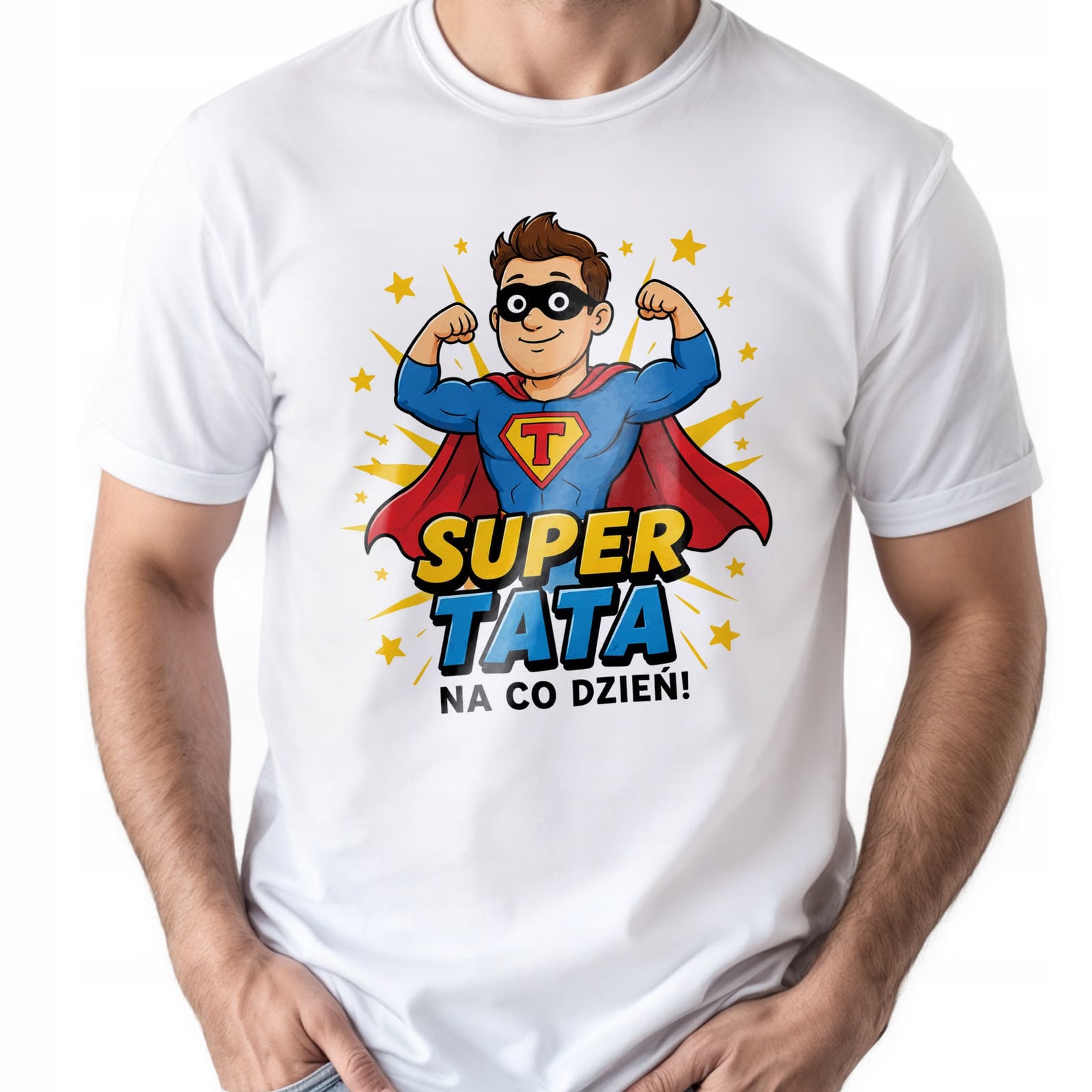 Koszulka biała męska upominek dla taty prezent na Dzień Ojca r. 3XL