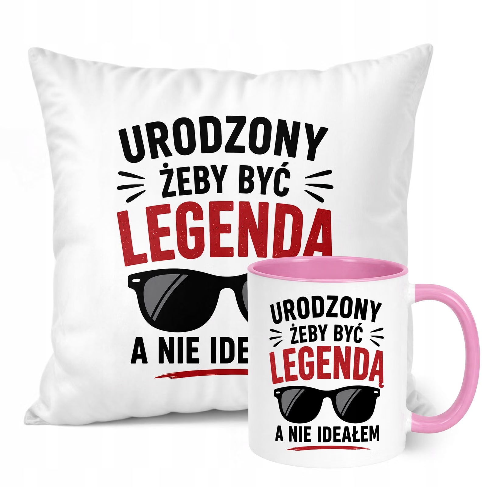 Zestaw Kubek Różowy Poduszka Dzień Chłopaka Z Nadrukiem Prezent