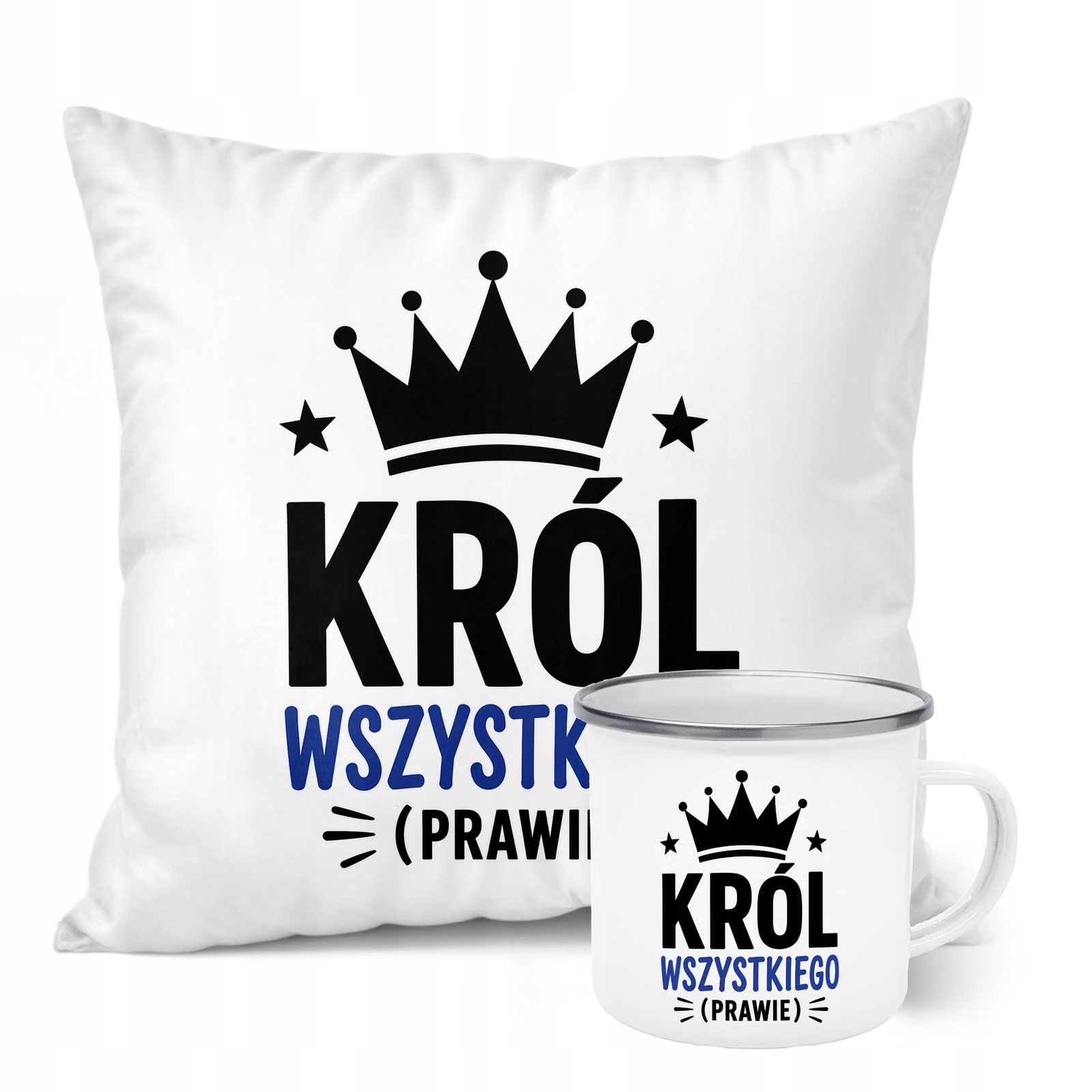 Zestaw Kubek Emaliowany Poduszka Dzień Chłopaka Z Nadrukiem