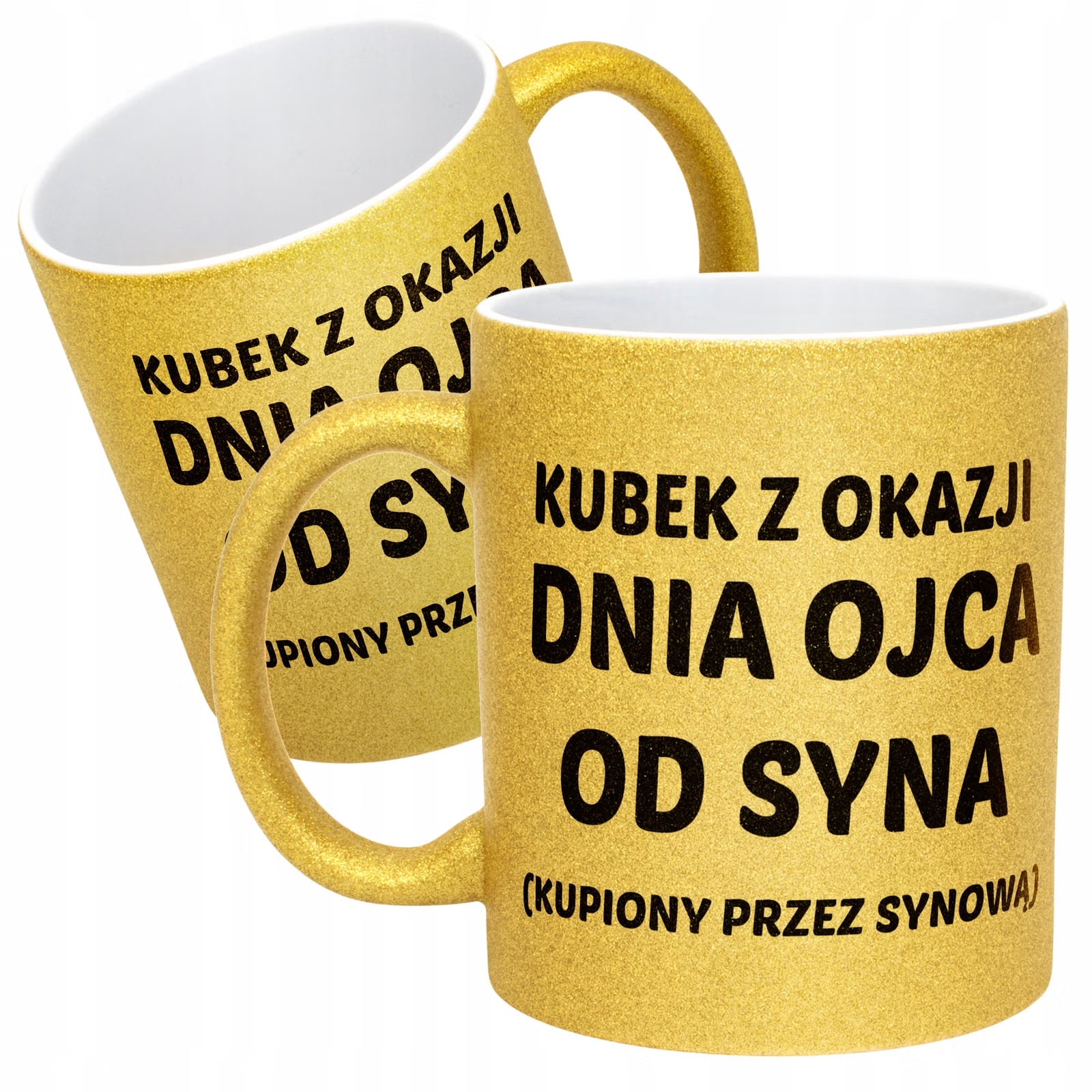 Złoty kubek brokatowy Dzień Ojca Dla Taty Od Syna Kupiony Przez Synową