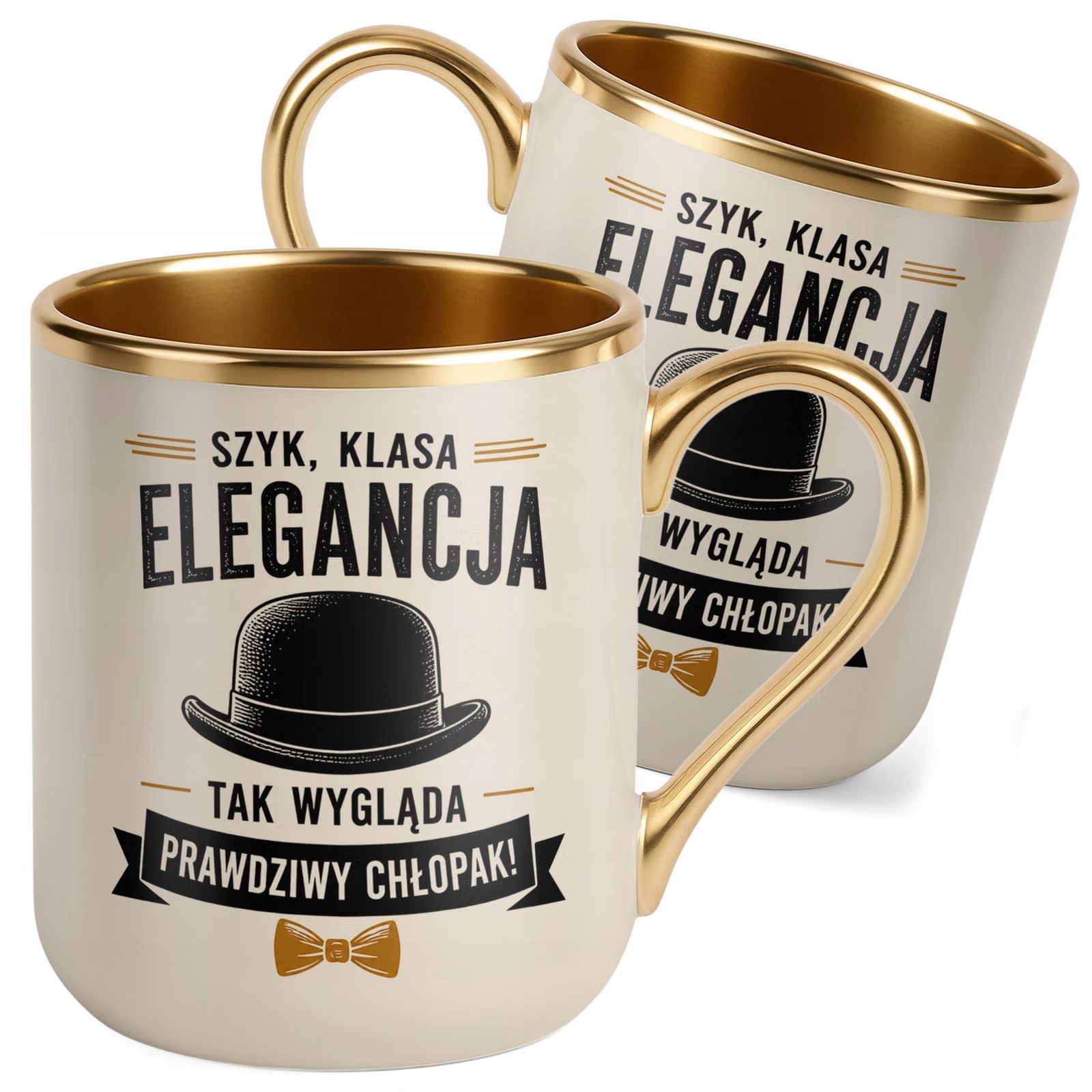 Kubek z nadrukiem Premium Złoty Ecru Dzień Chłopaka Mężczyzny Prezent