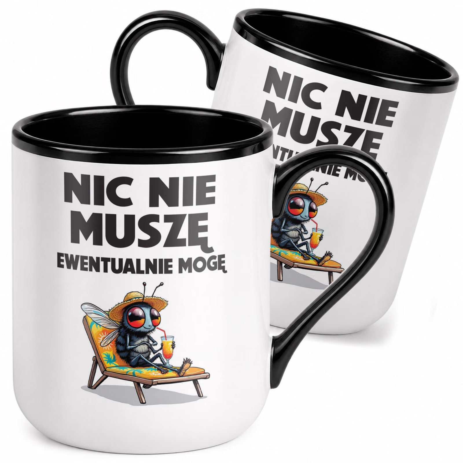 Kubek z nadrukiem Premium Czarny Nic Nie Muszę Upominek Prezent