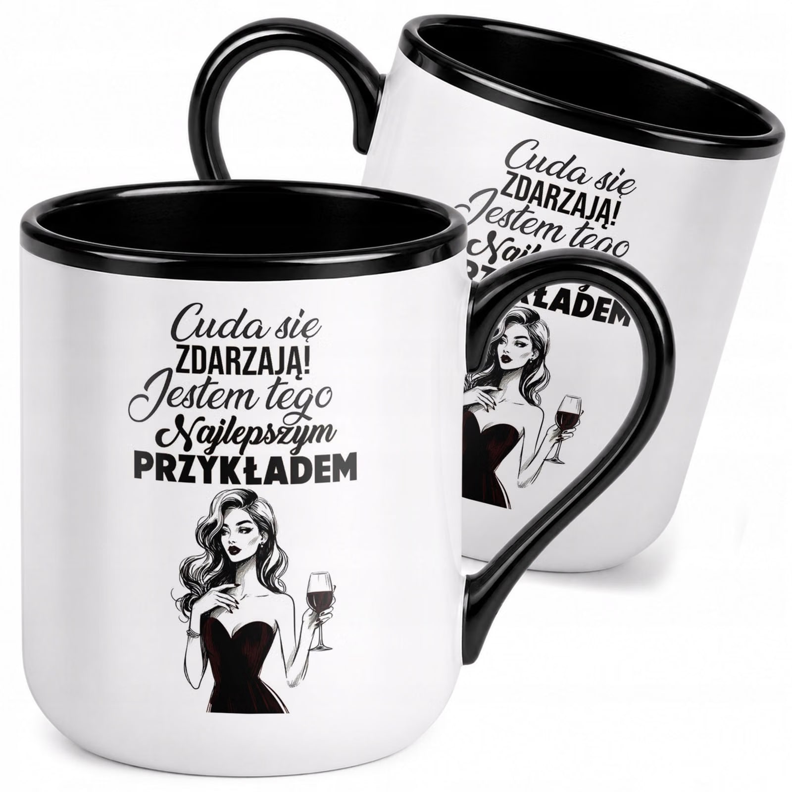 Kubek z nadrukiem Premium Czarny Dzień Kobiet Dla Kobiety Upominek Prezent