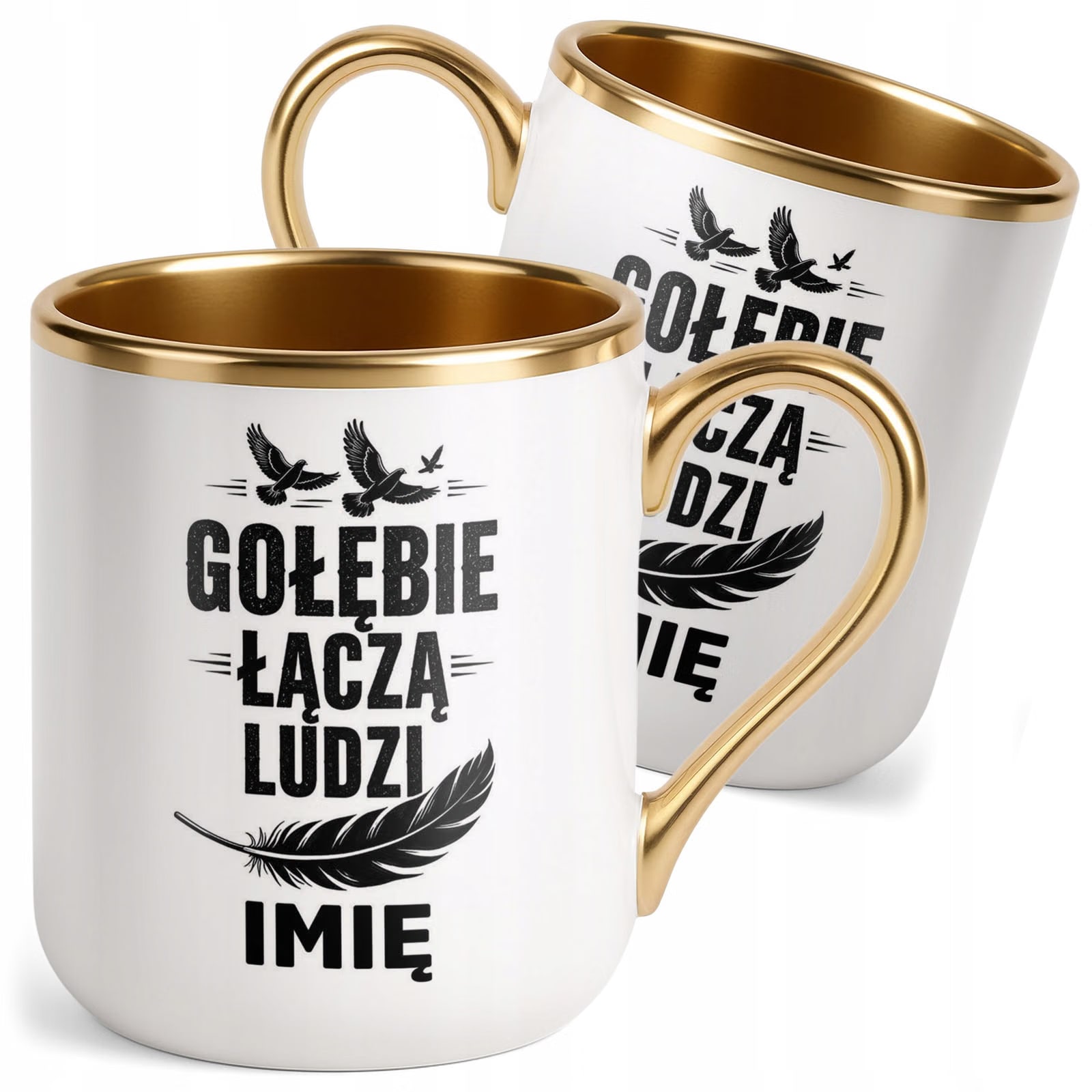 Kubek Personalizowany z nadrukiem Premium Złoty Dla Gołębiarza Prezent