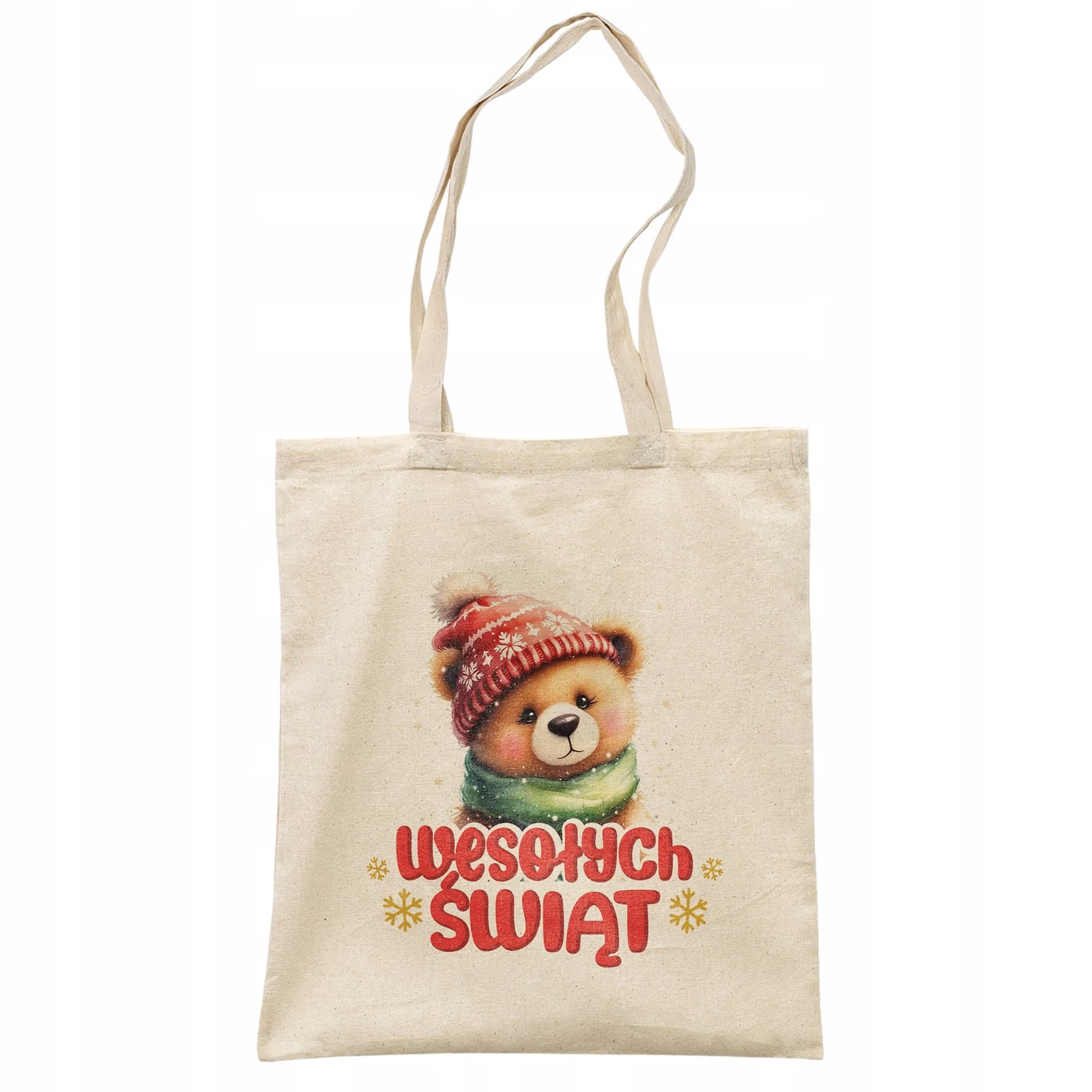 Torba shopper bawełniana świąteczna na zakupy z nadrukiem prezent