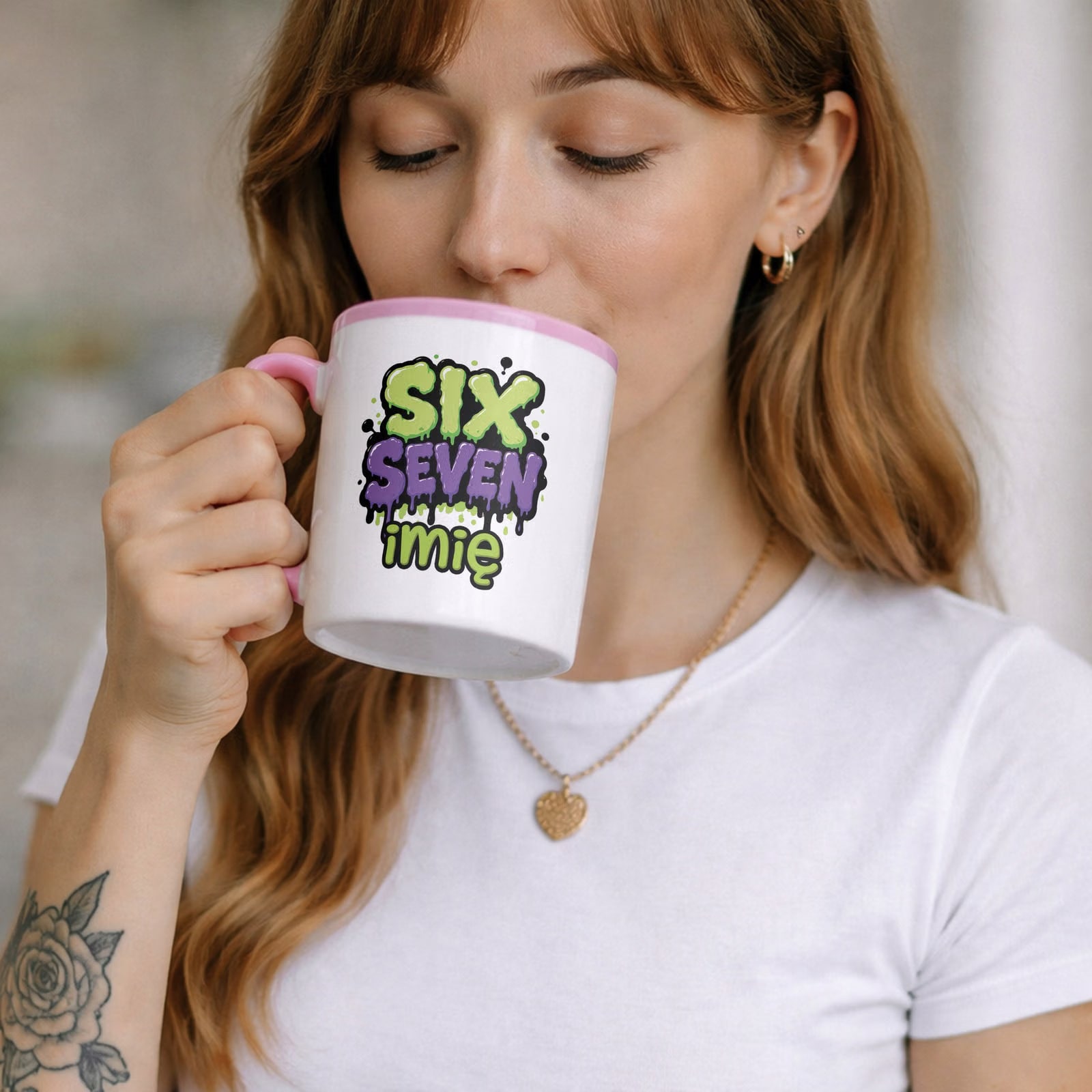 Zestaw personalizowany Kubek Różowy Podkładka pod mysz 67 Six Seven