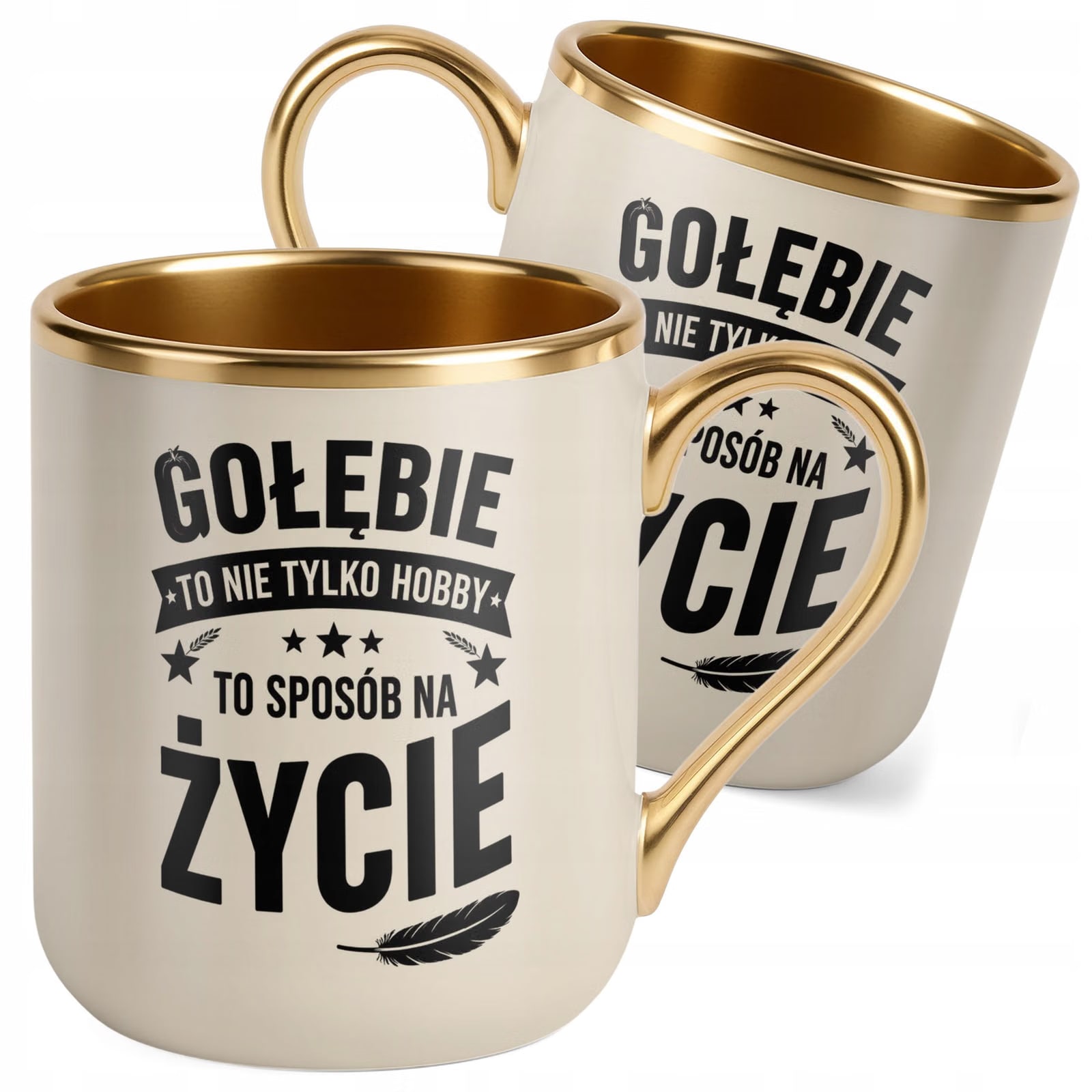 Kubek z nadrukiem Premium Złoty Ecru Dla Gołębiarza Hodowcy Gołębi Prezent
