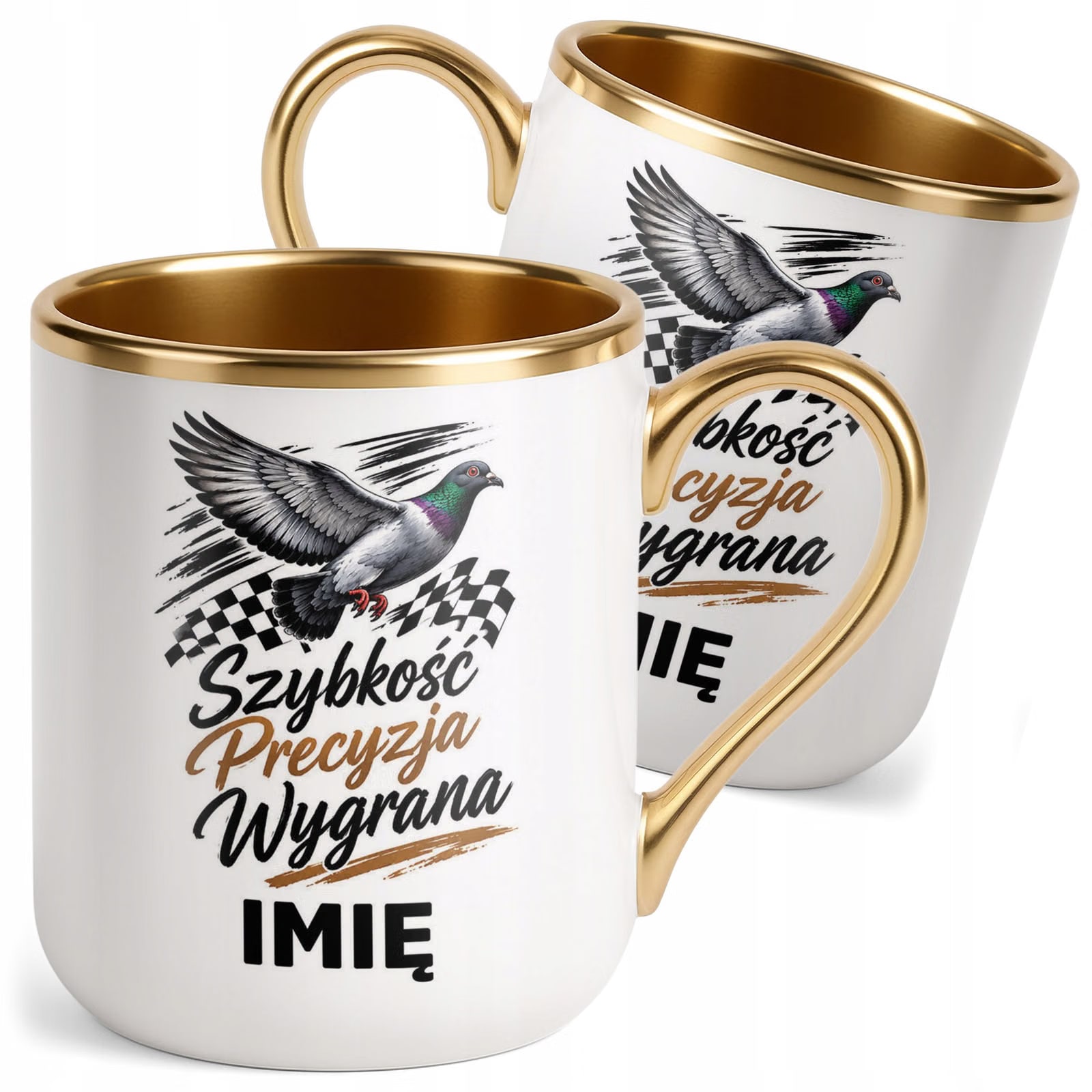 Kubek Personalizowany z nadrukiem Premium Złoty Dla Gołębiarza Prezent