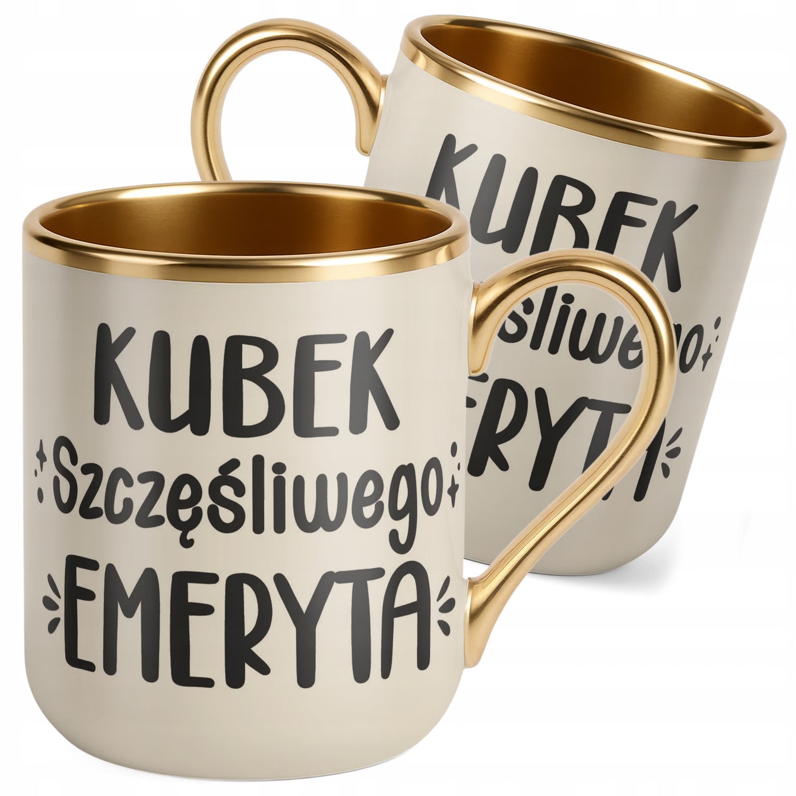 Kubek Premium Złoty Ecru Z okazji Emerytury Dla Emeryta Prezent